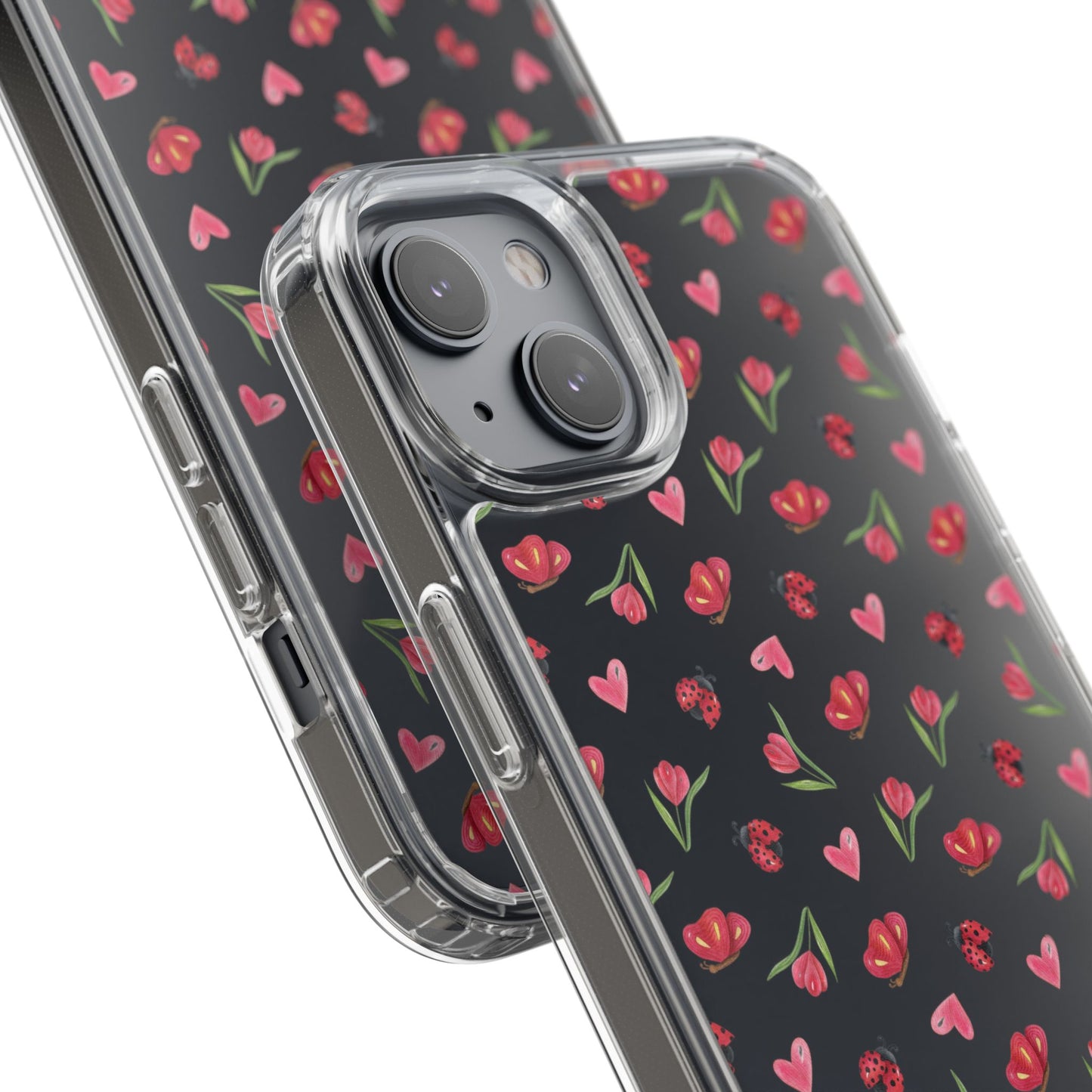 Ladybug and Flowers - Clear Phone Case