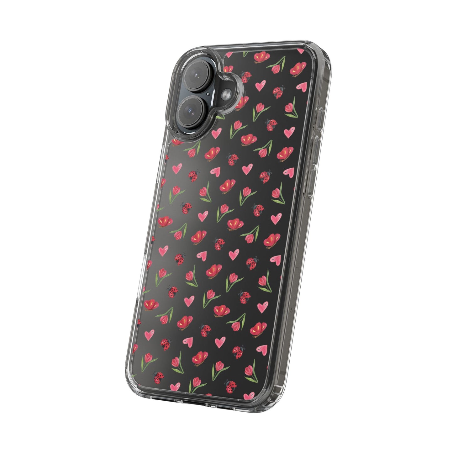 Ladybug and Flowers - Clear Phone Case
