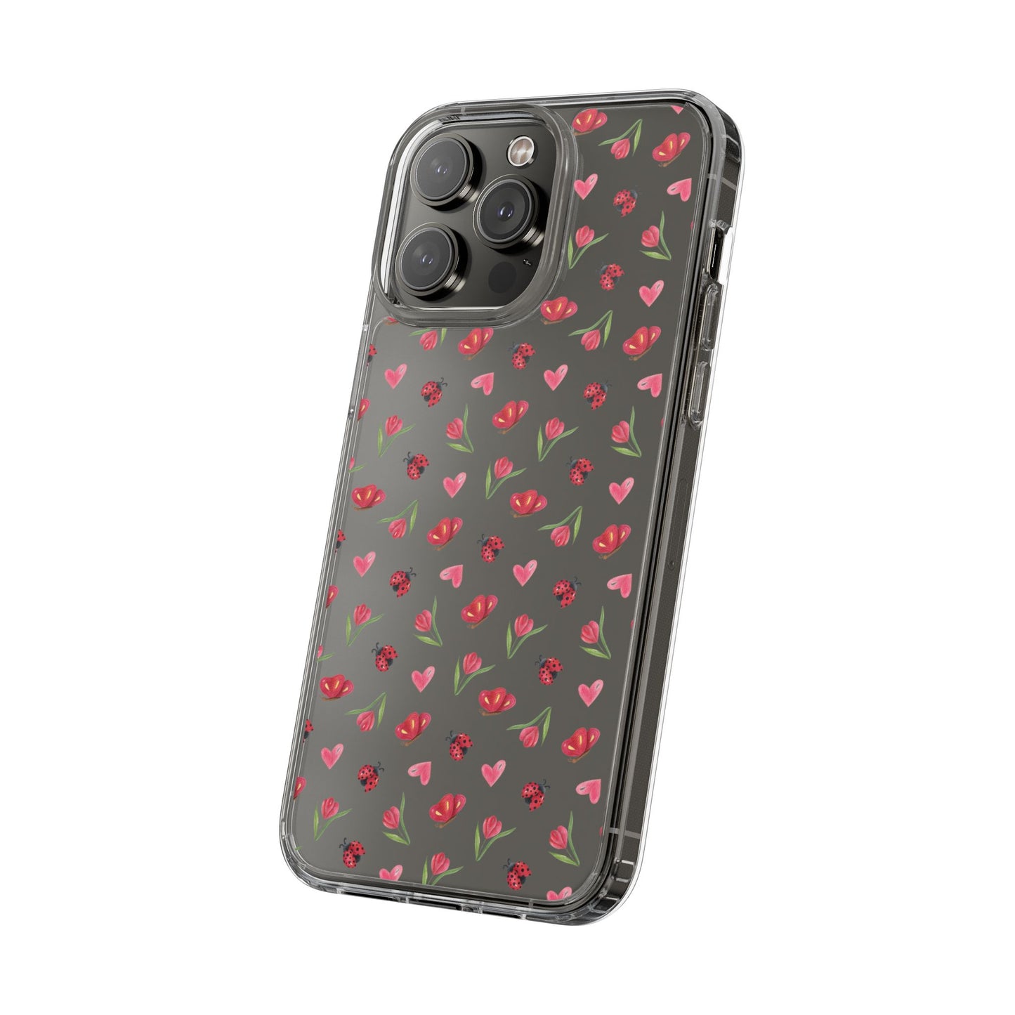 Ladybug and Flowers - Clear Phone Case
