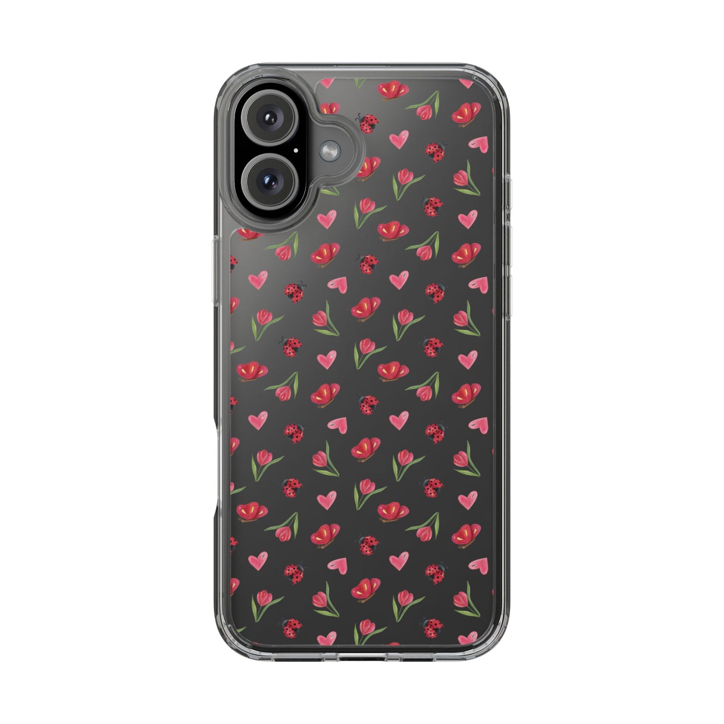 Ladybug and Flowers - Clear Phone Case