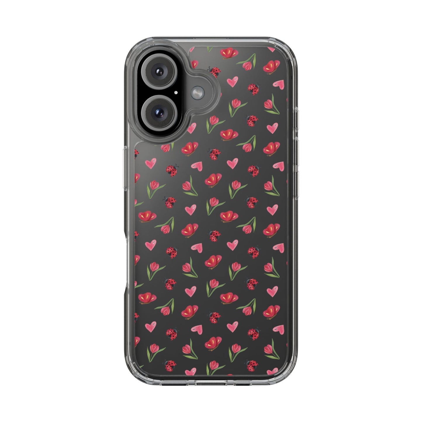 Ladybug and Flowers - Clear Phone Case