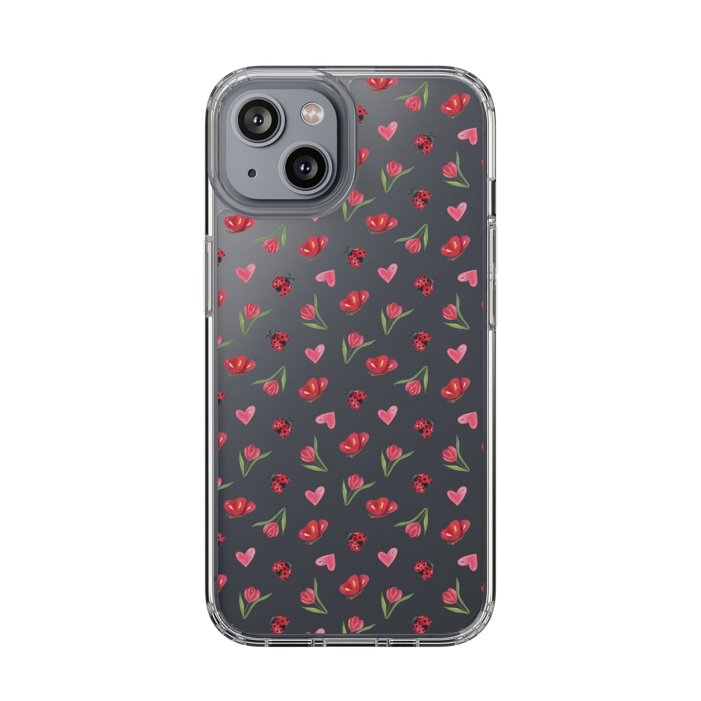 Ladybug and Flowers - Clear Phone Case