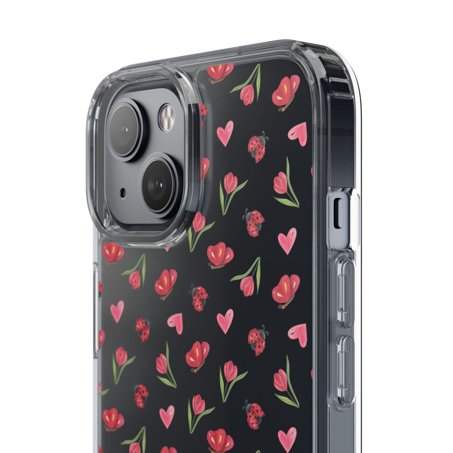 Ladybug and Flowers - Clear Phone Case