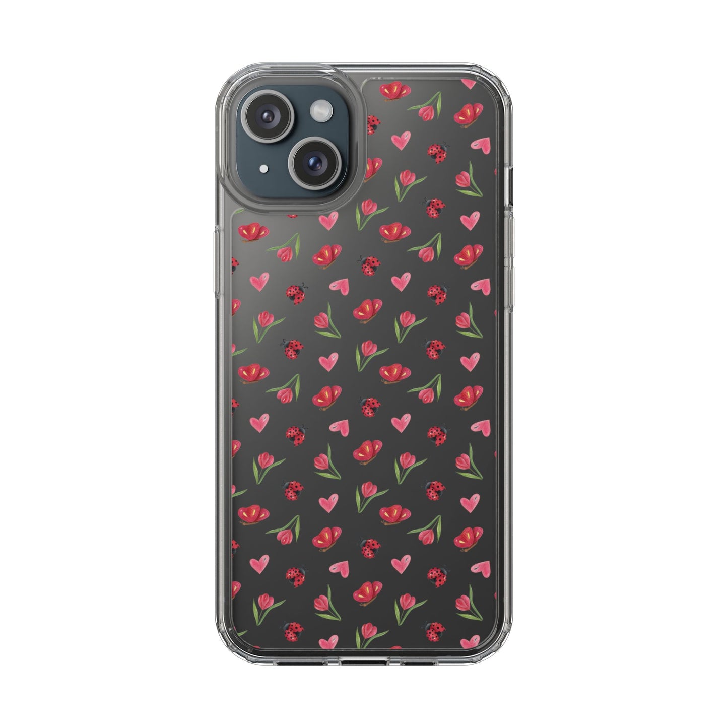 Ladybug and Flowers - Clear Phone Case
