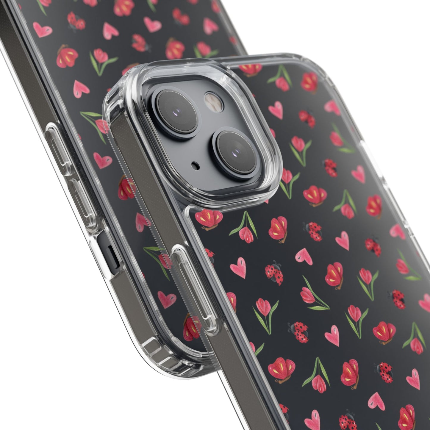 Ladybug and Flowers - Clear Phone Case