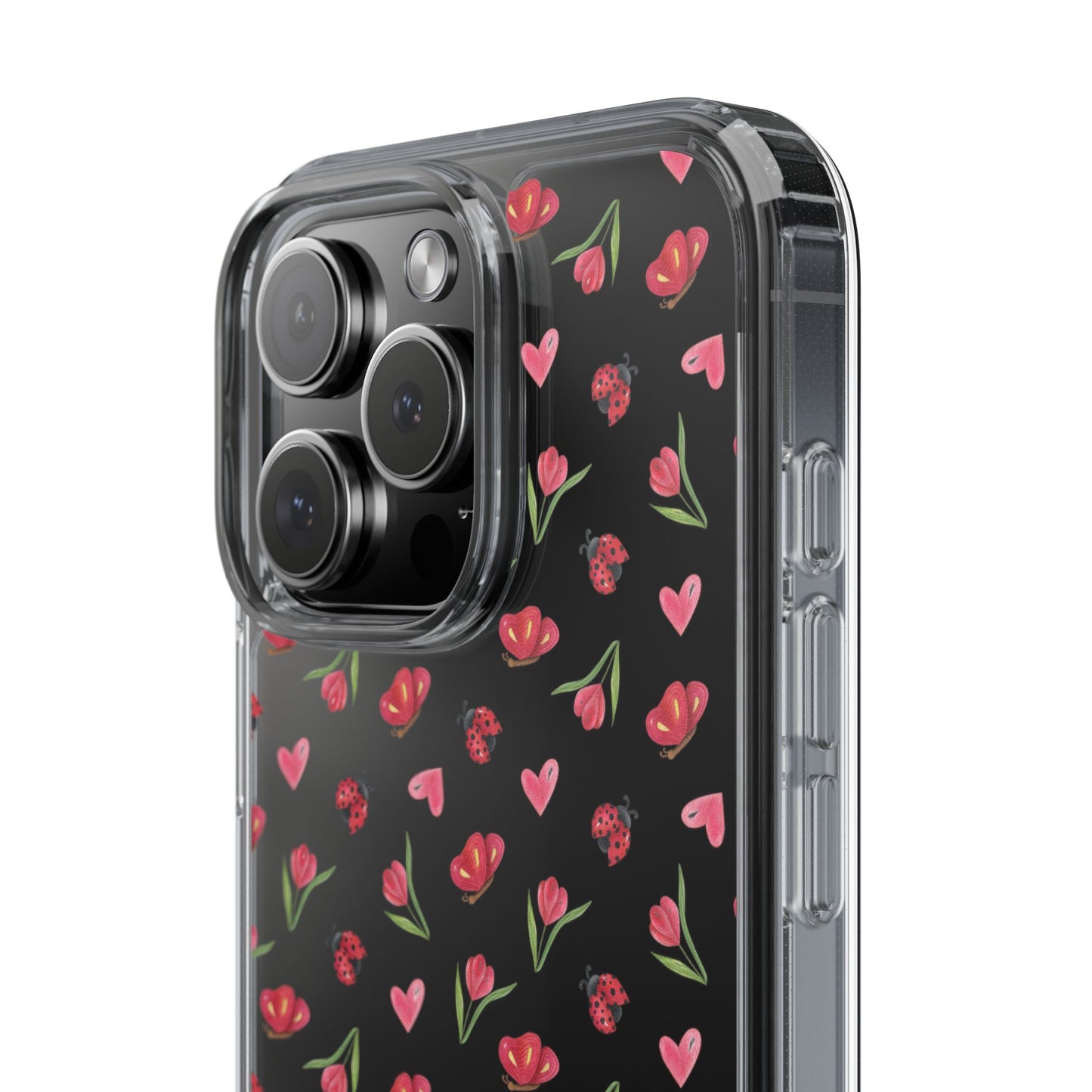Ladybug and Flowers - Clear Phone Case