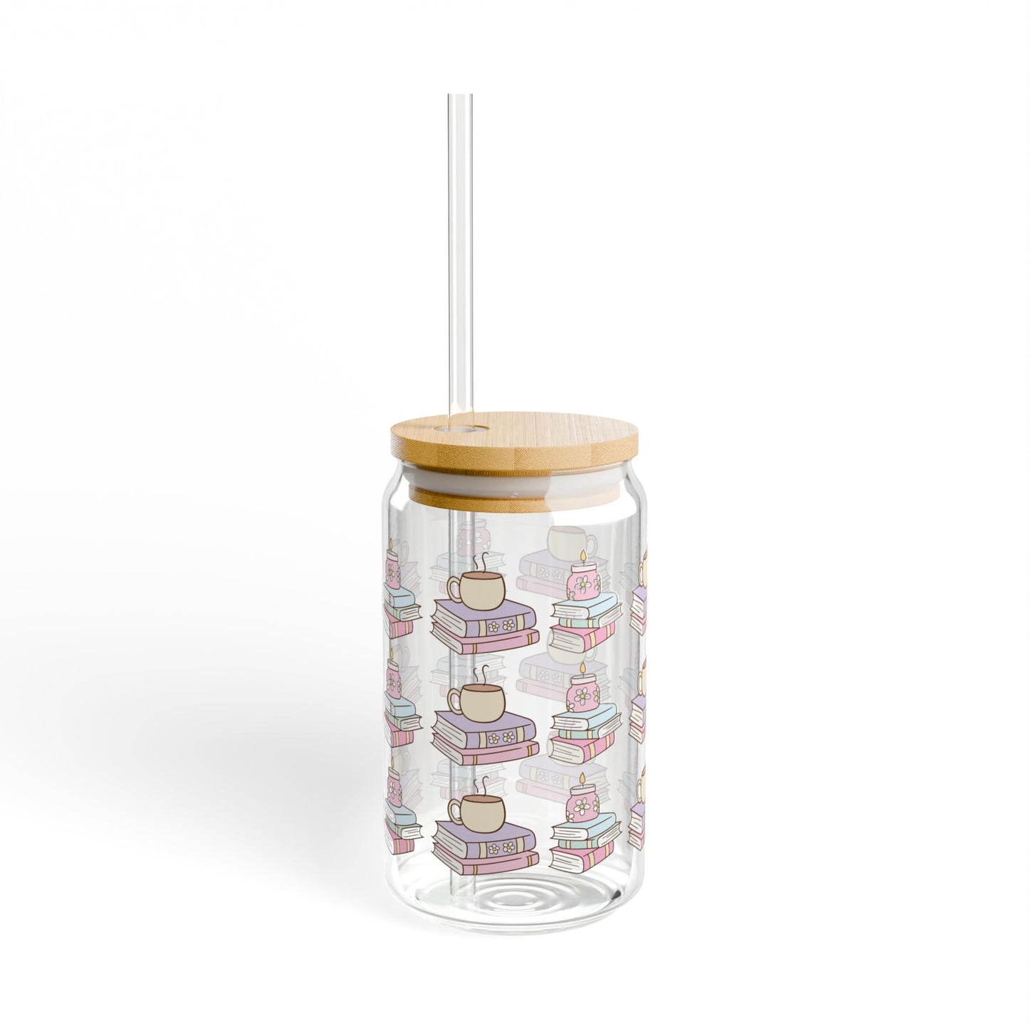 Cute Book Lover's Sipper Glass - 16oz
