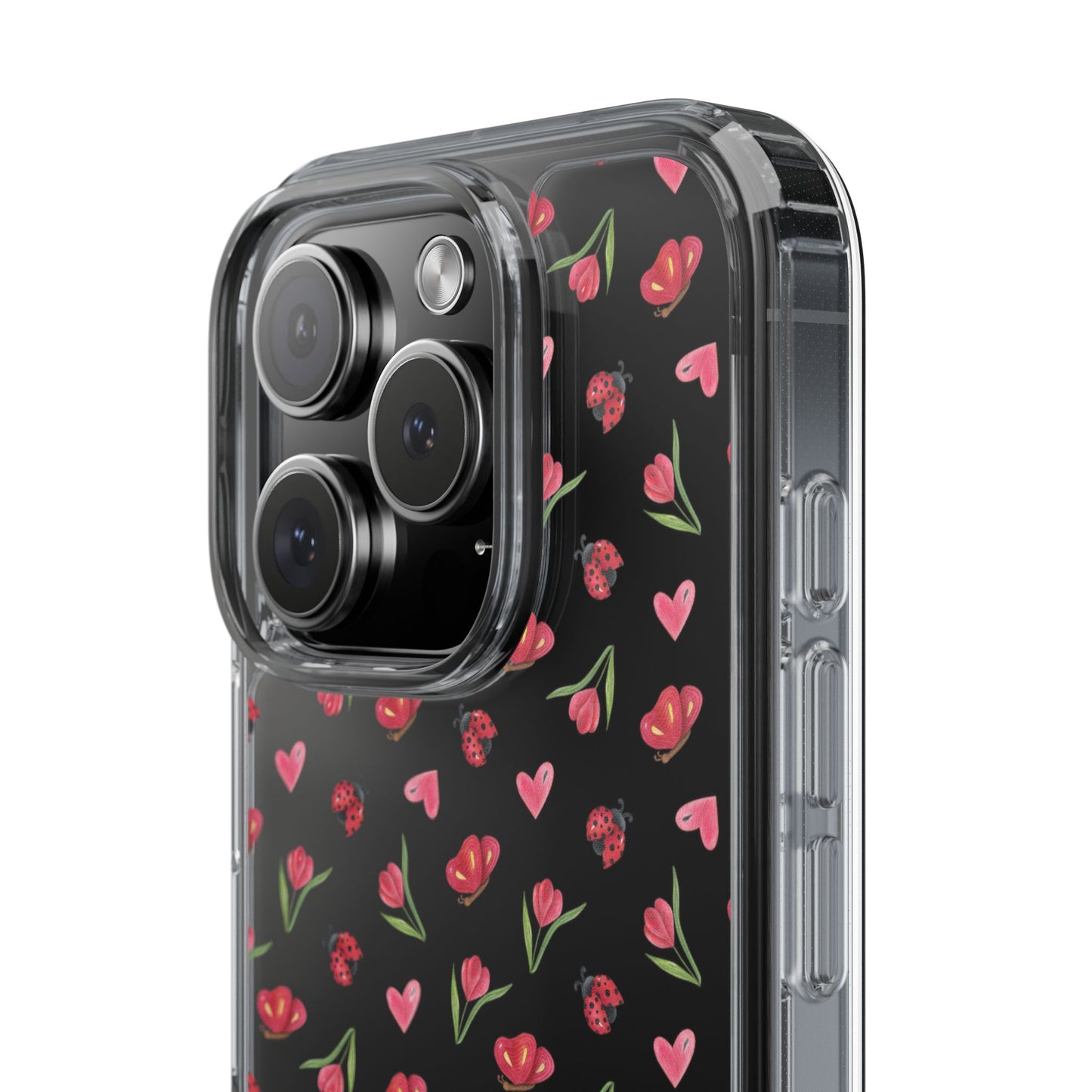 Ladybug and Flowers - Clear Phone Case
