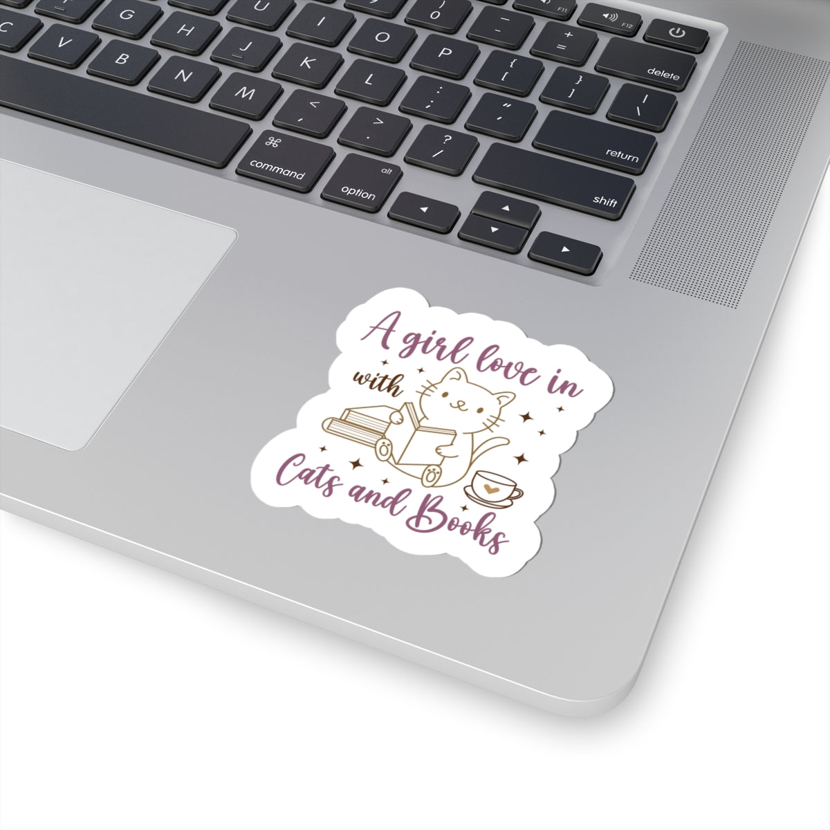 Charming Cat & Books Kiss-Cut Sticker