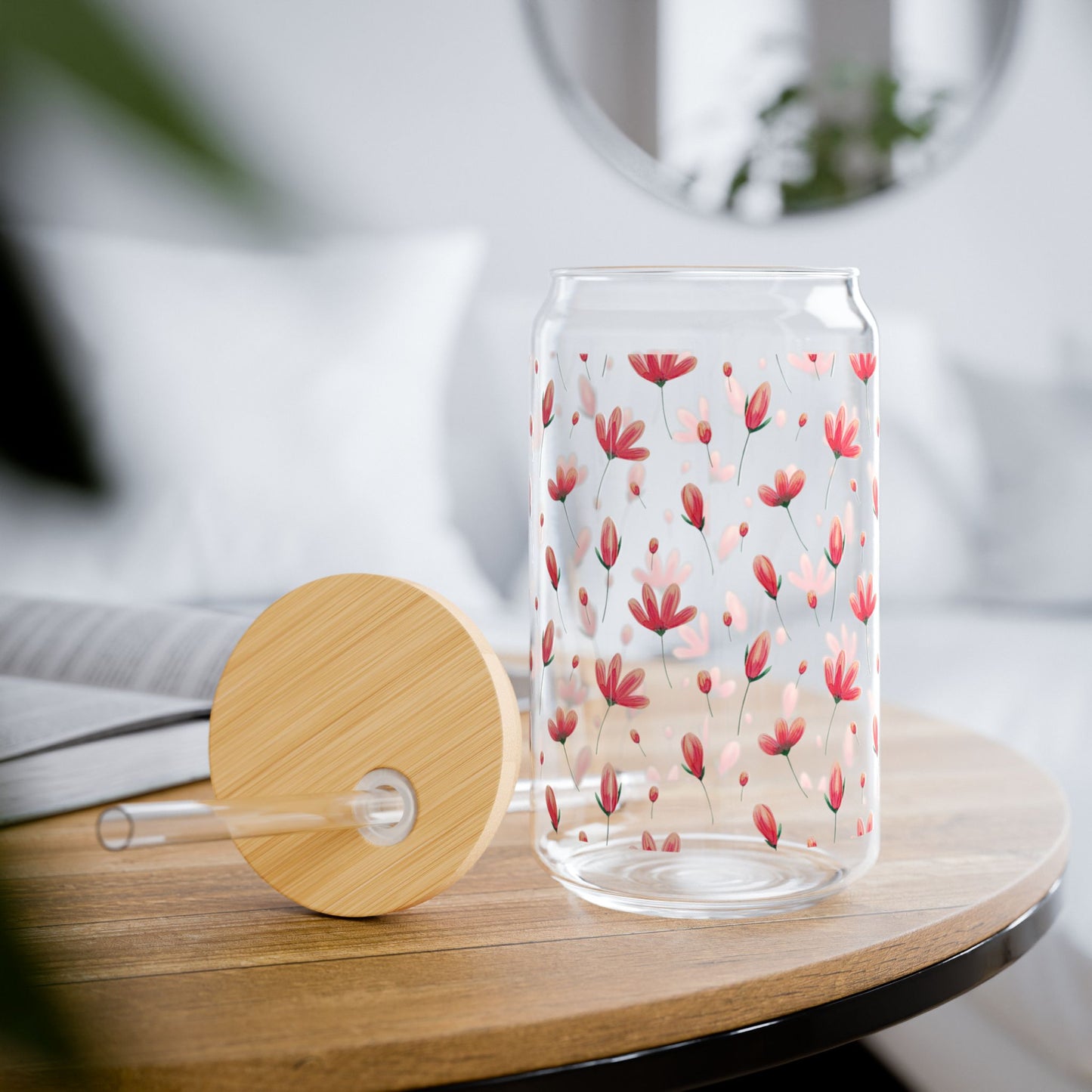 Floral Sipper Glass - 16oz
