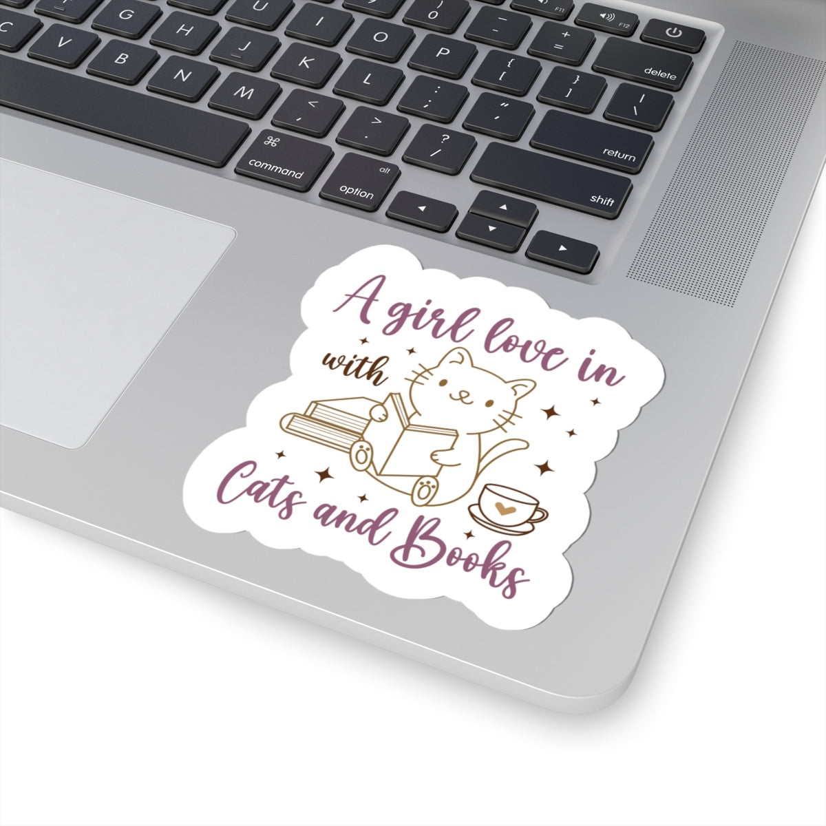 Charming Cat & Books Kiss-Cut Sticker