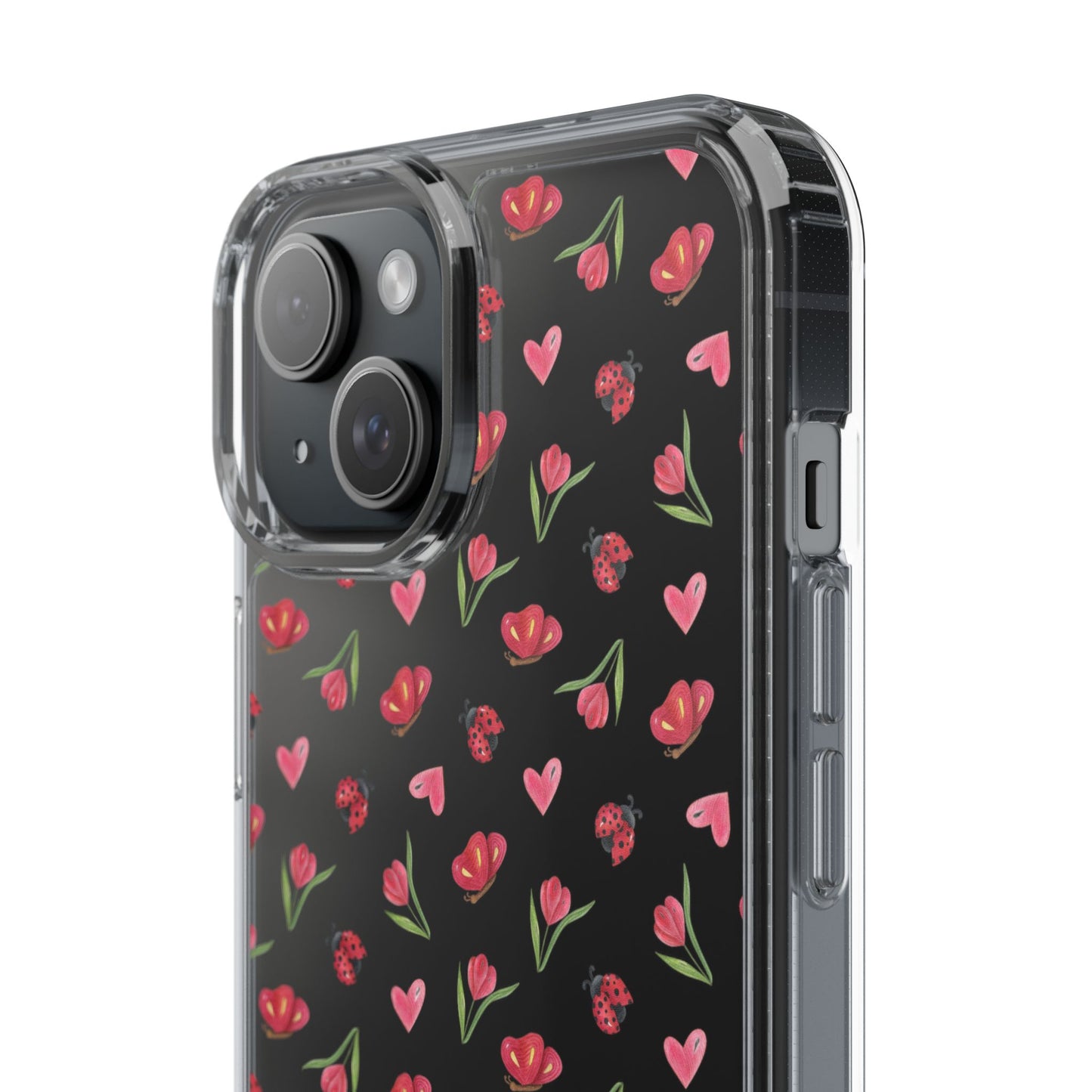 Ladybug and Flowers - Clear Phone Case