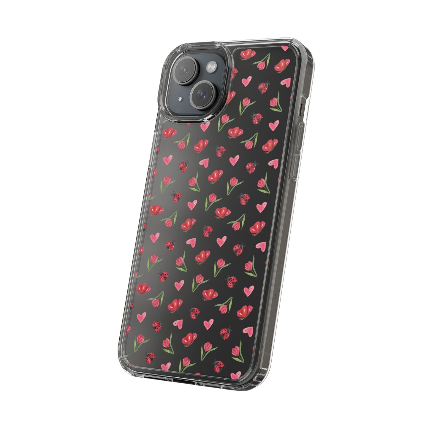 Ladybug and Flowers - Clear Phone Case