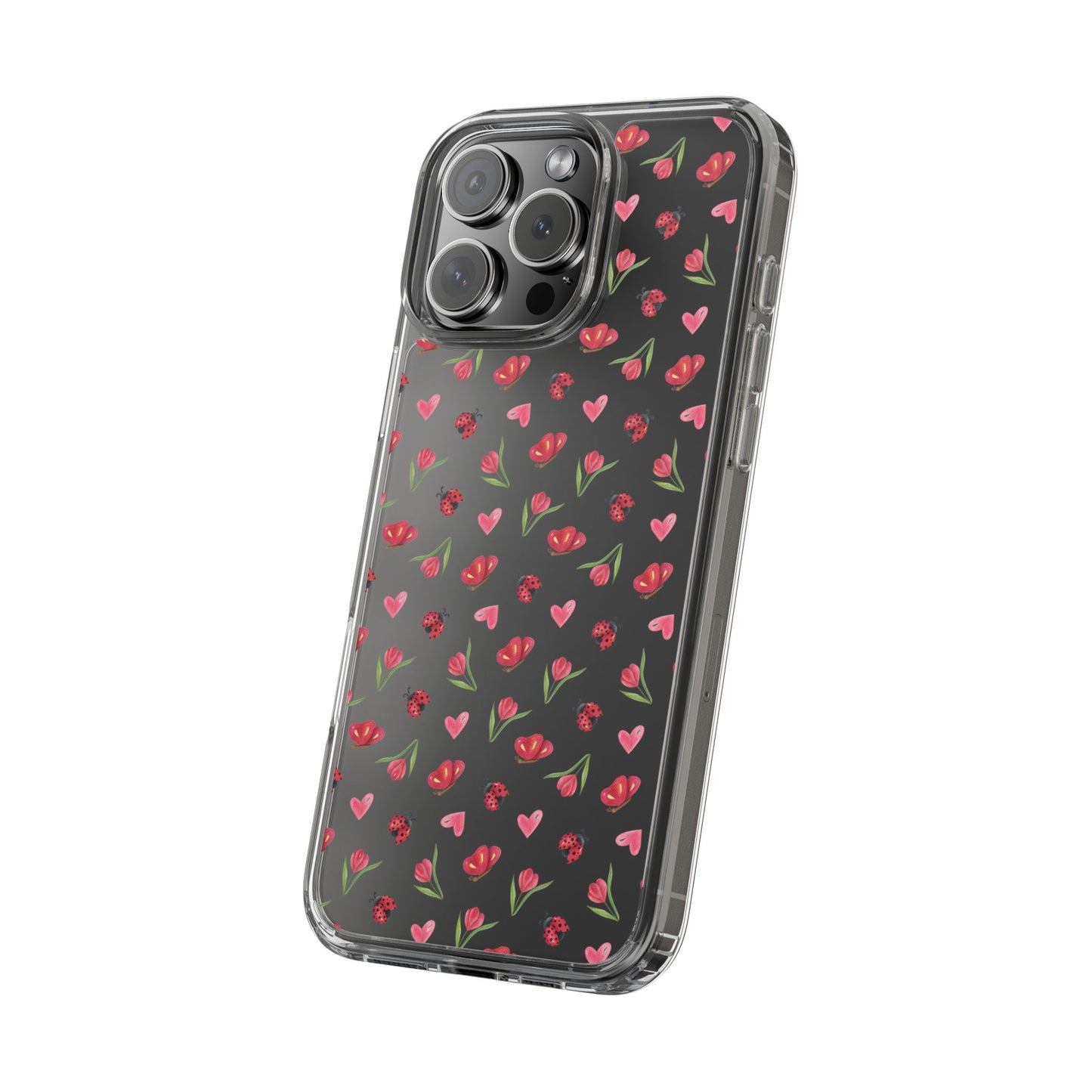 Ladybug and Flowers - Clear Phone Case
