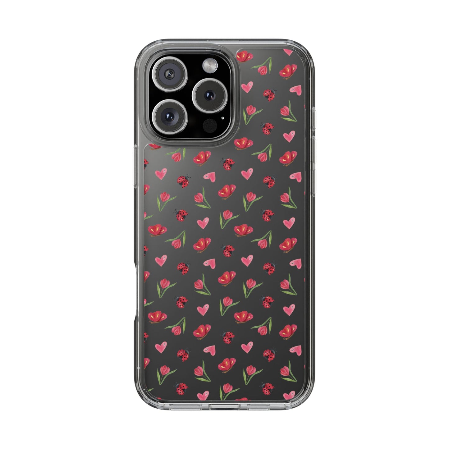 Ladybug and Flowers - Clear Phone Case