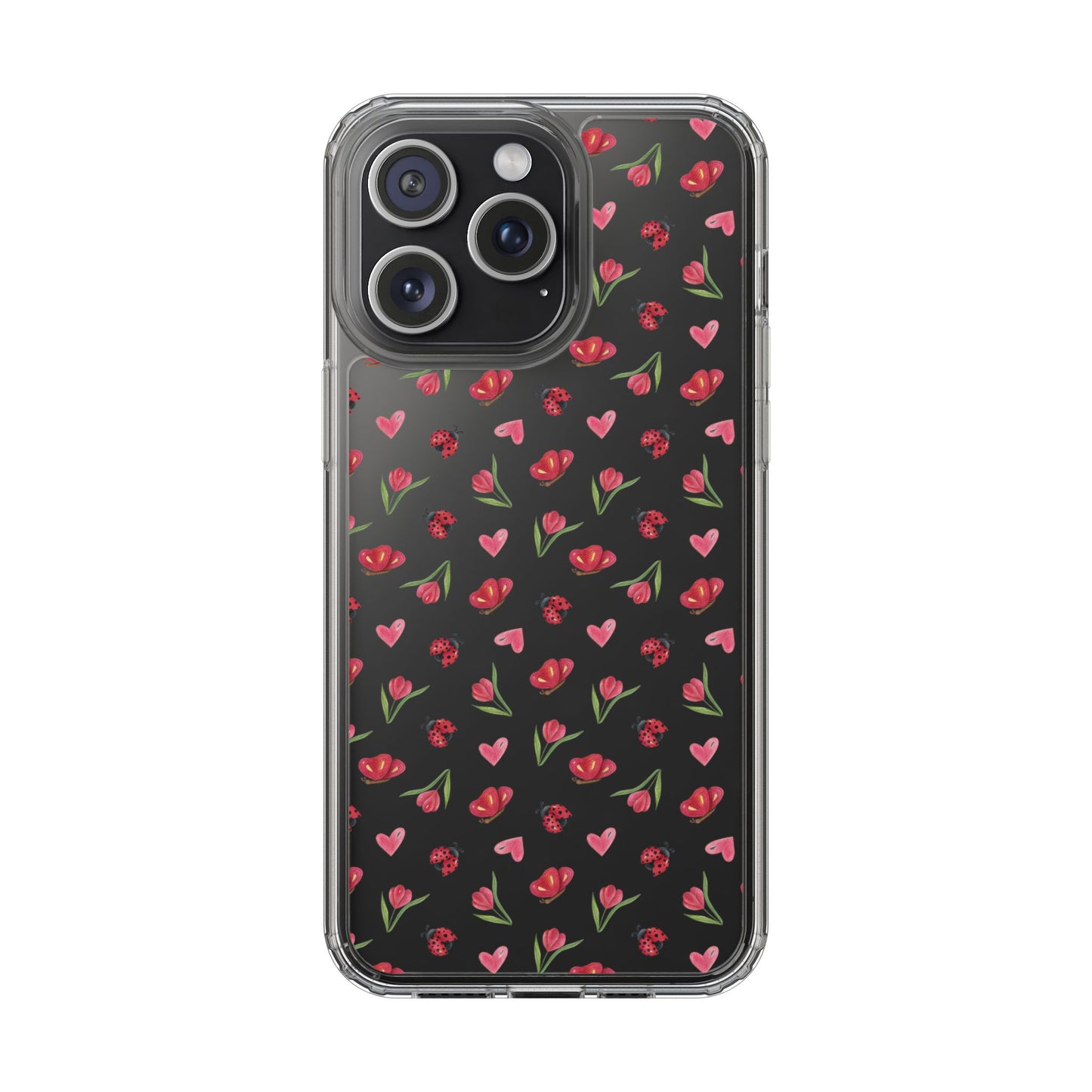 Ladybug and Flowers - Clear Phone Case