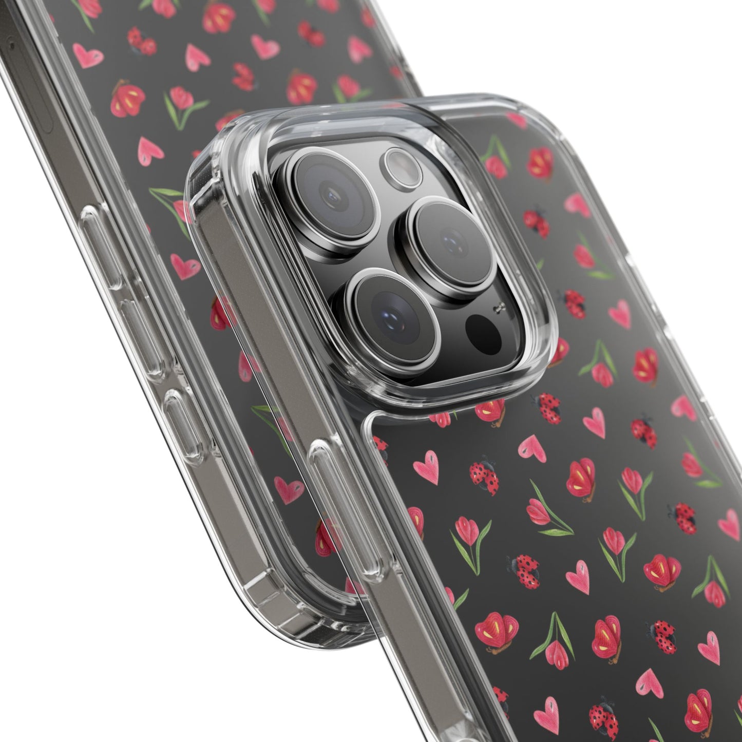 Ladybug and Flowers - Clear Phone Case