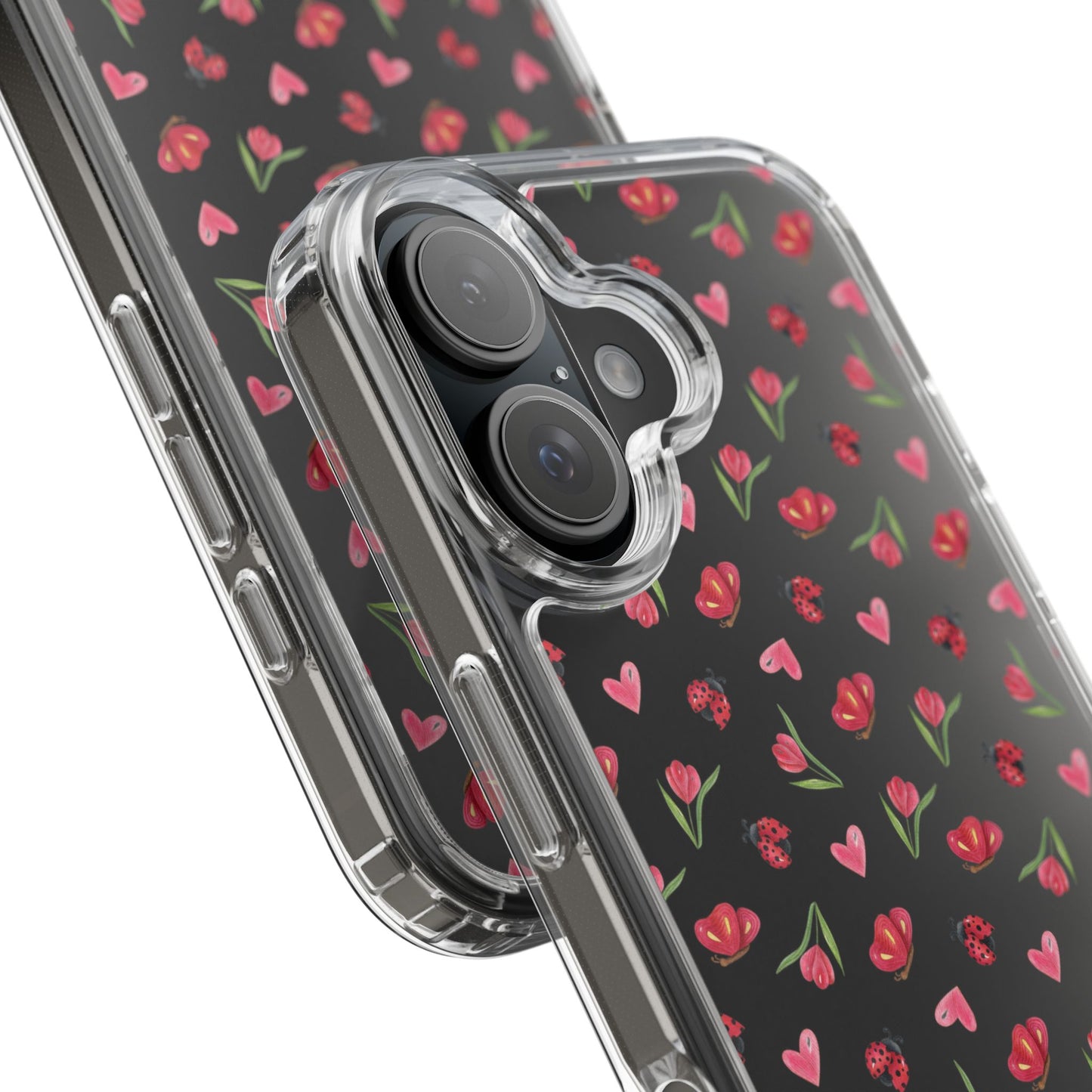 Ladybug and Flowers - Clear Phone Case