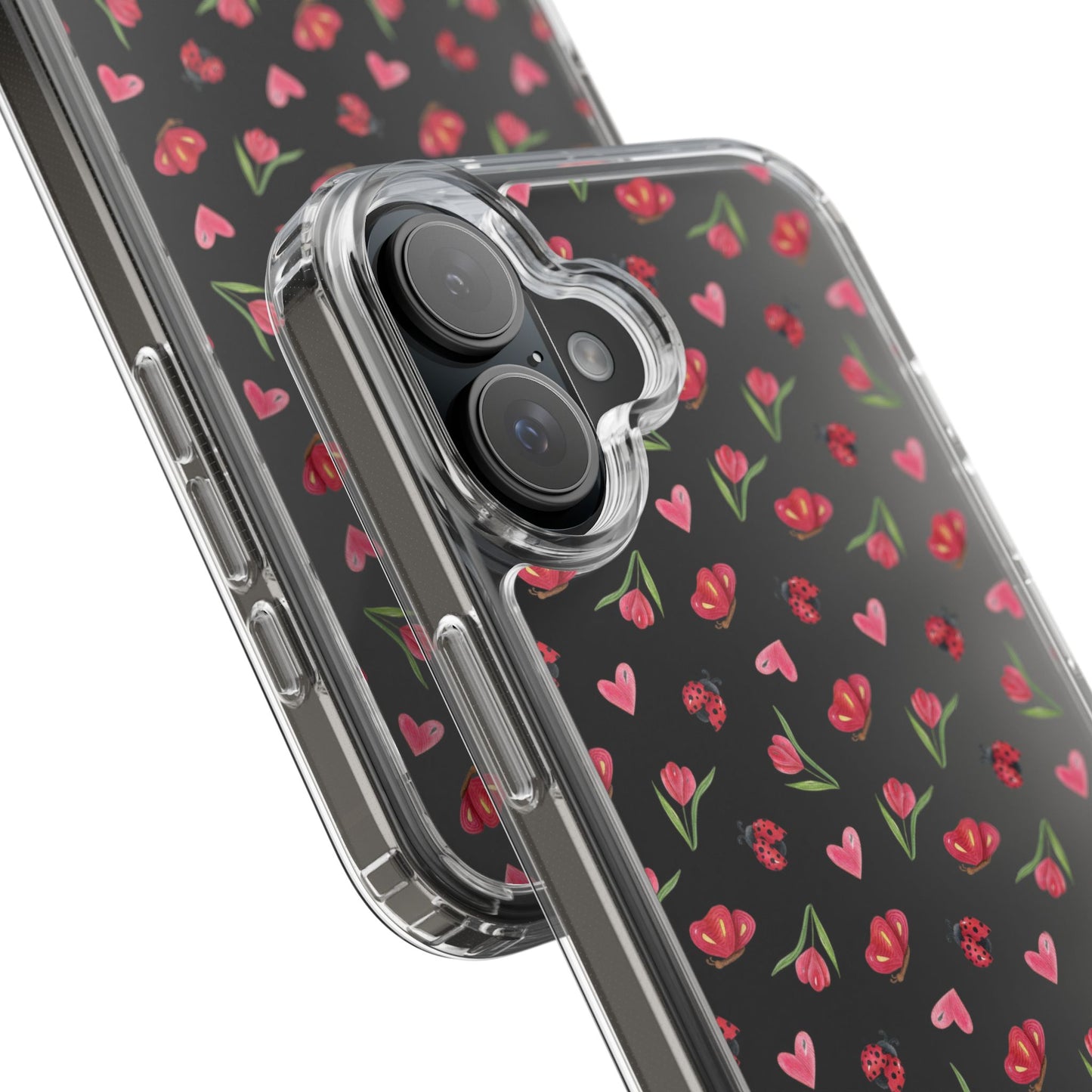 Ladybug and Flowers - Clear Phone Case