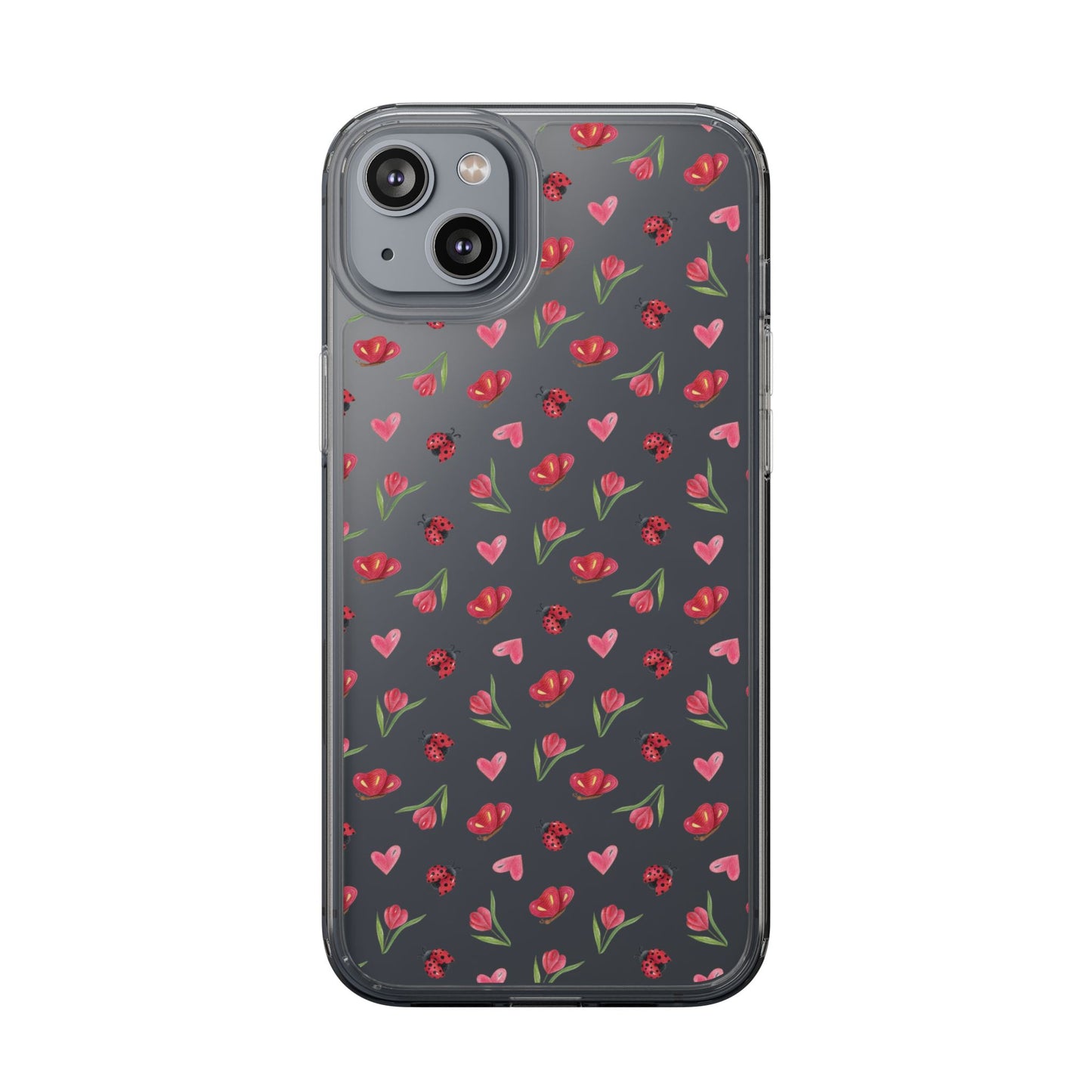 Ladybug and Flowers - Clear Phone Case