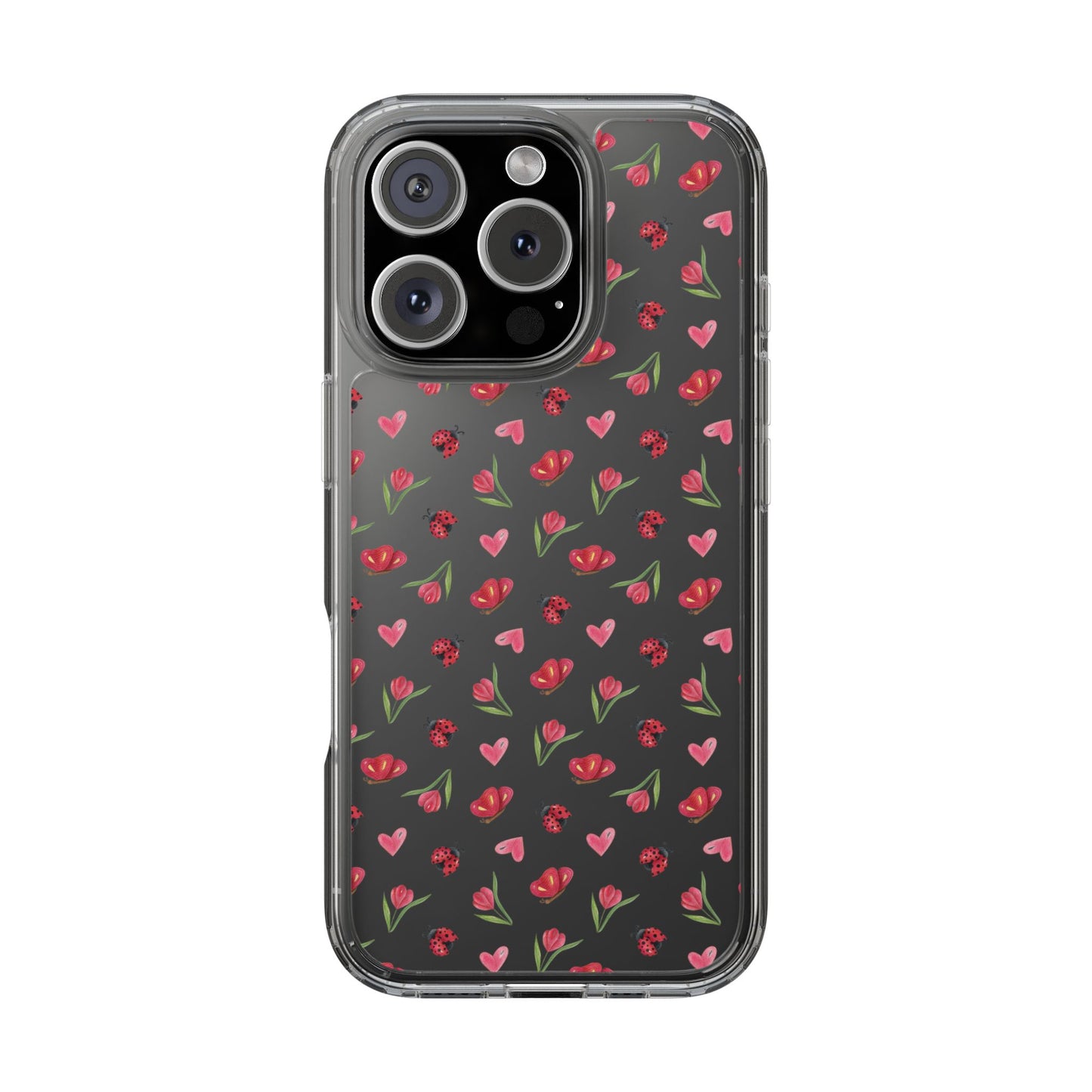 Ladybug and Flowers - Clear Phone Case