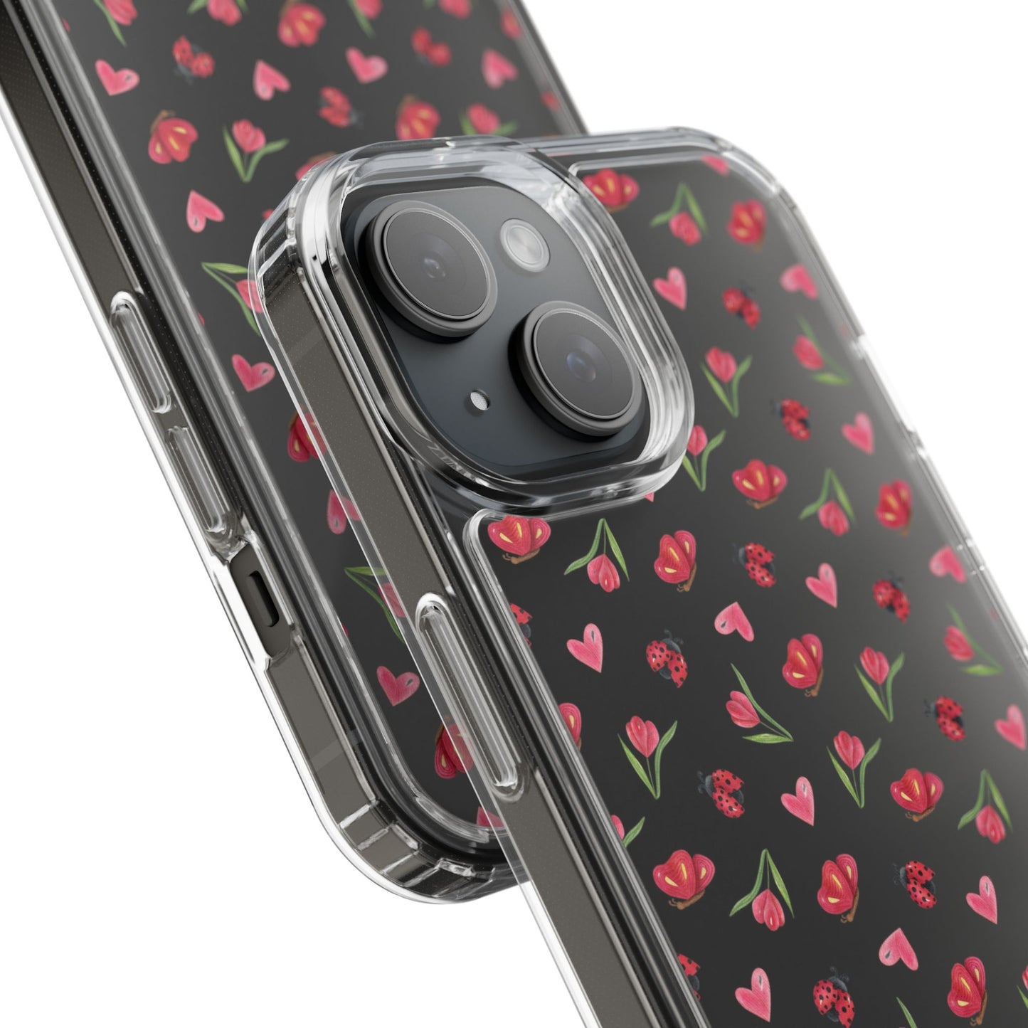 Ladybug and Flowers - Clear Phone Case