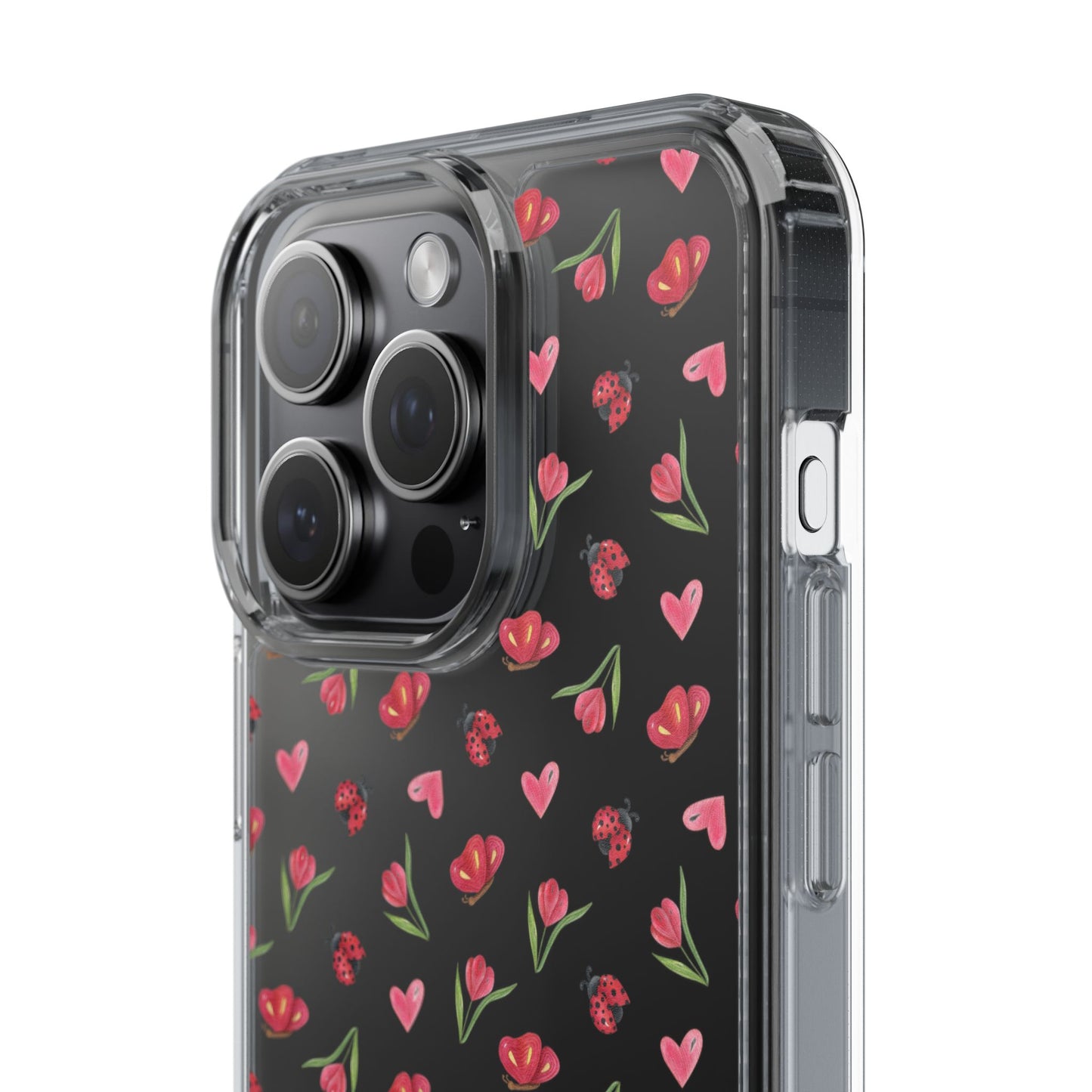 Ladybug and Flowers - Clear Phone Case