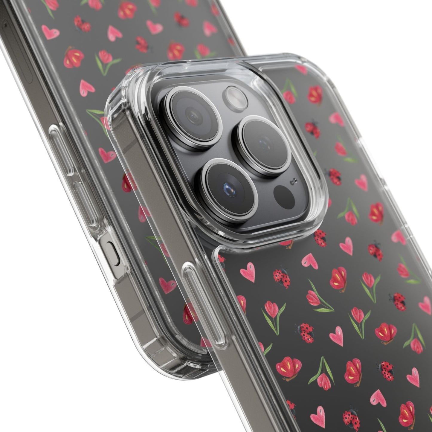Ladybug and Flowers - Clear Phone Case