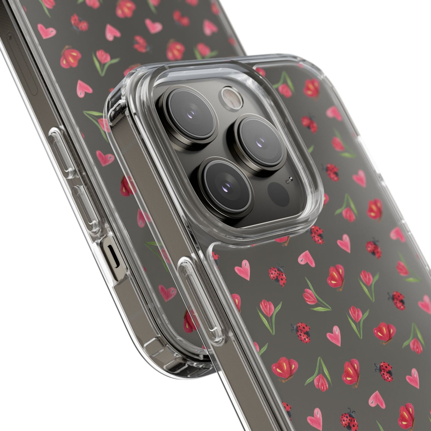 Ladybug and Flowers - Clear Phone Case