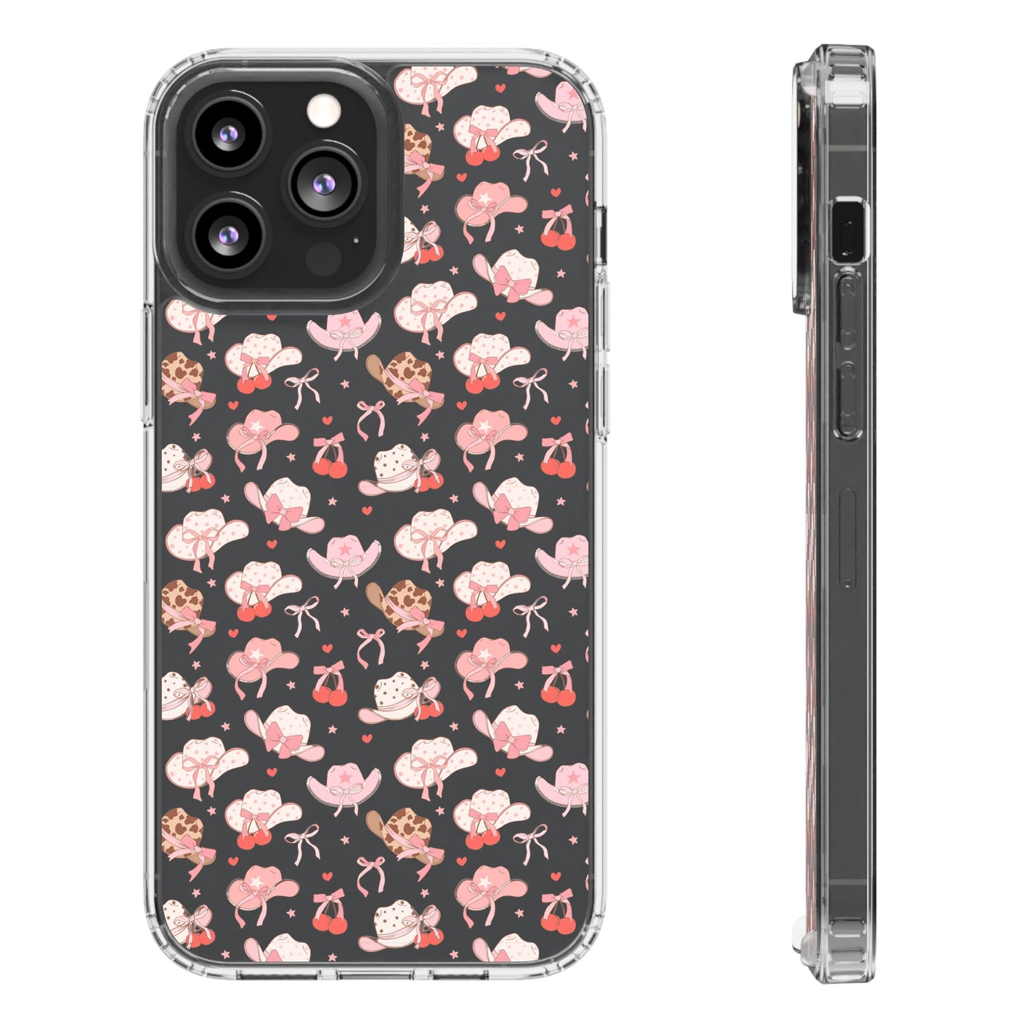 Cute Bow and Hats - Clear Phone Case