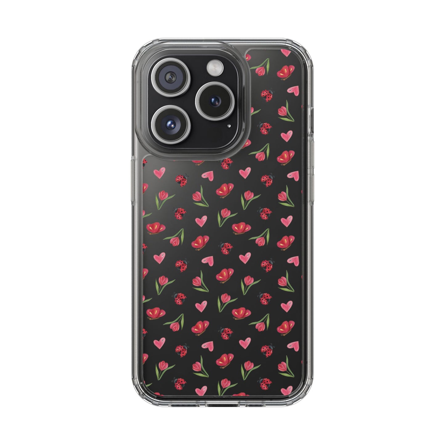 Ladybug and Flowers - Clear Phone Case