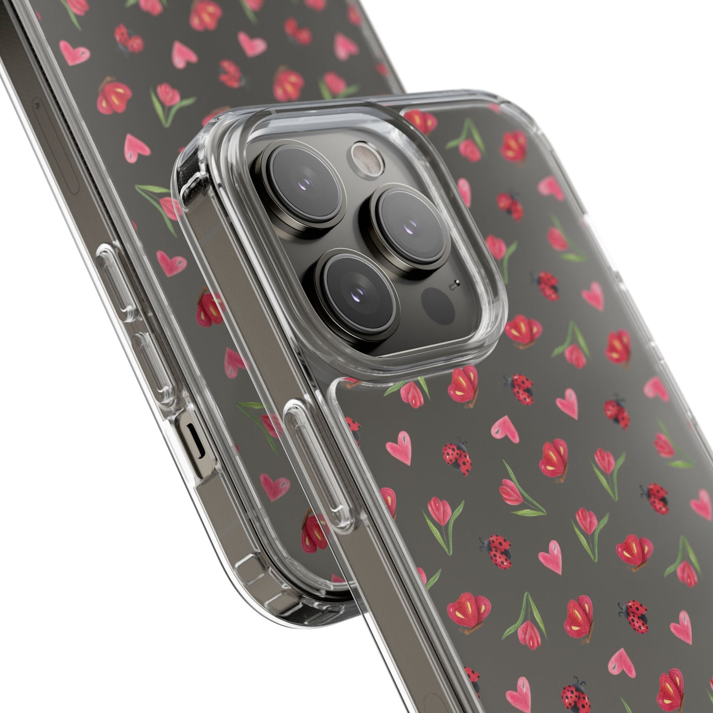Ladybug and Flowers - Clear Phone Case