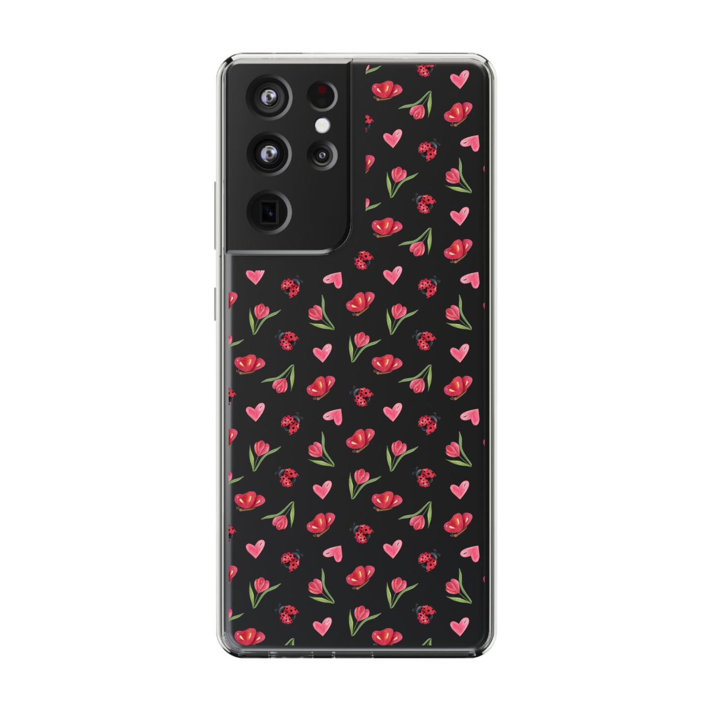 Ladybug and Flowers - Clear Phone Case