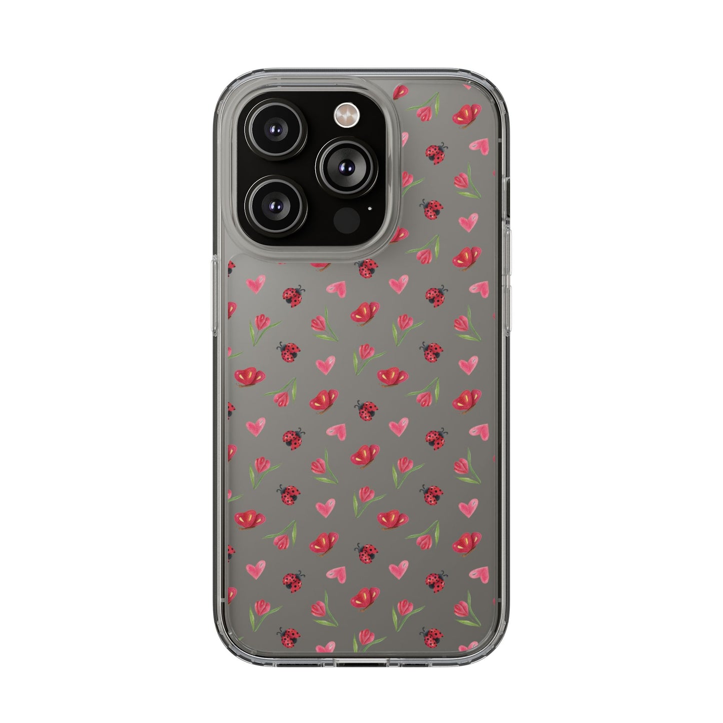 Ladybug and Flowers - Clear Phone Case