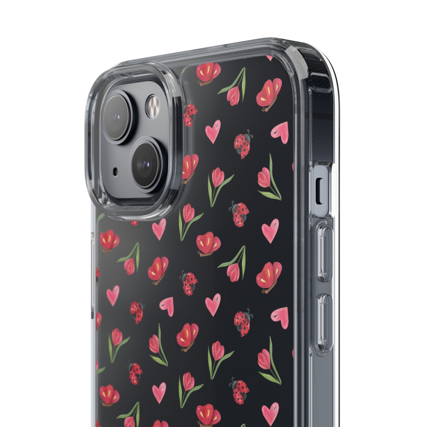 Ladybug and Flowers - Clear Phone Case