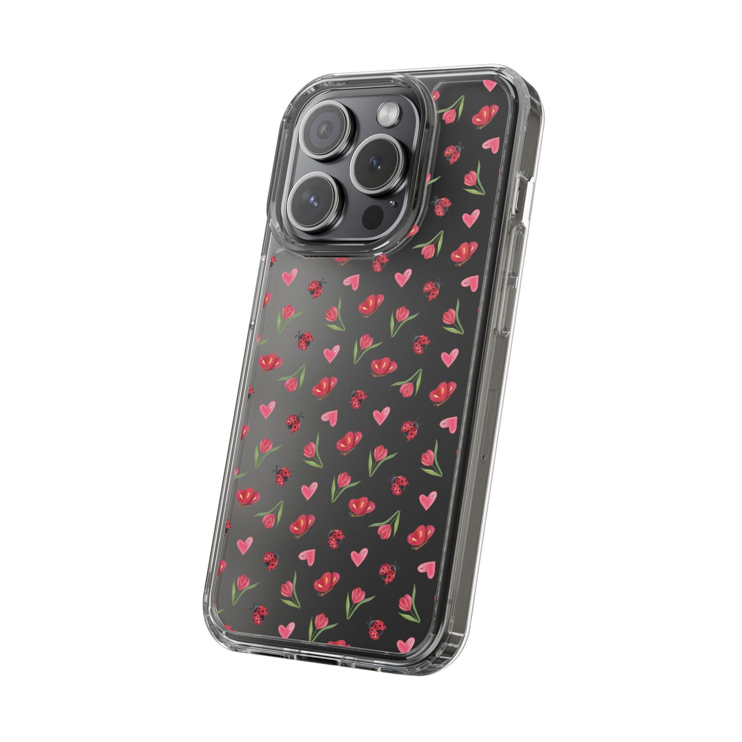 Ladybug and Flowers - Clear Phone Case