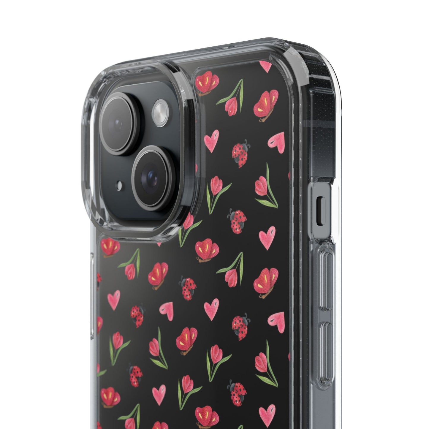 Ladybug and Flowers - Clear Phone Case