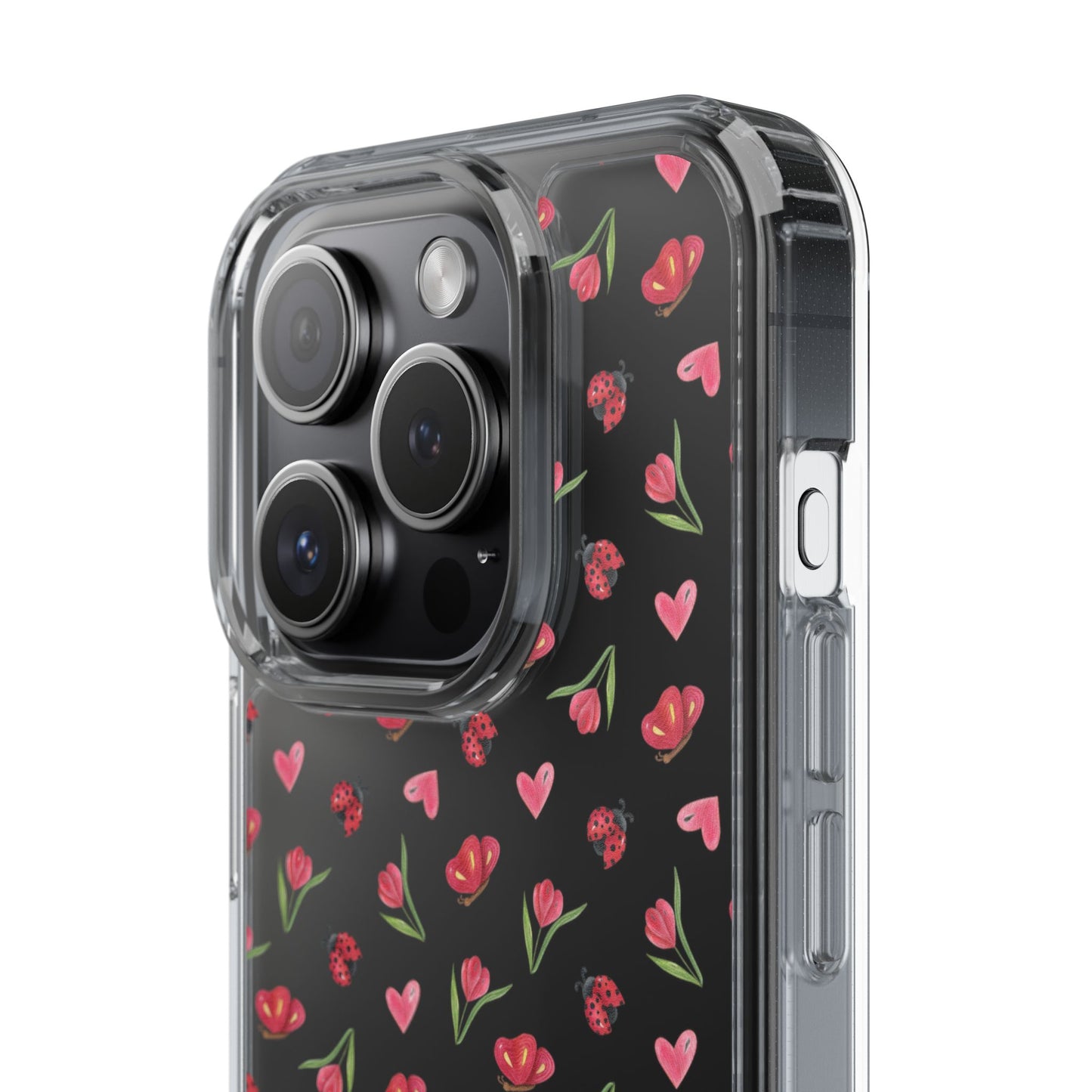 Ladybug and Flowers - Clear Phone Case
