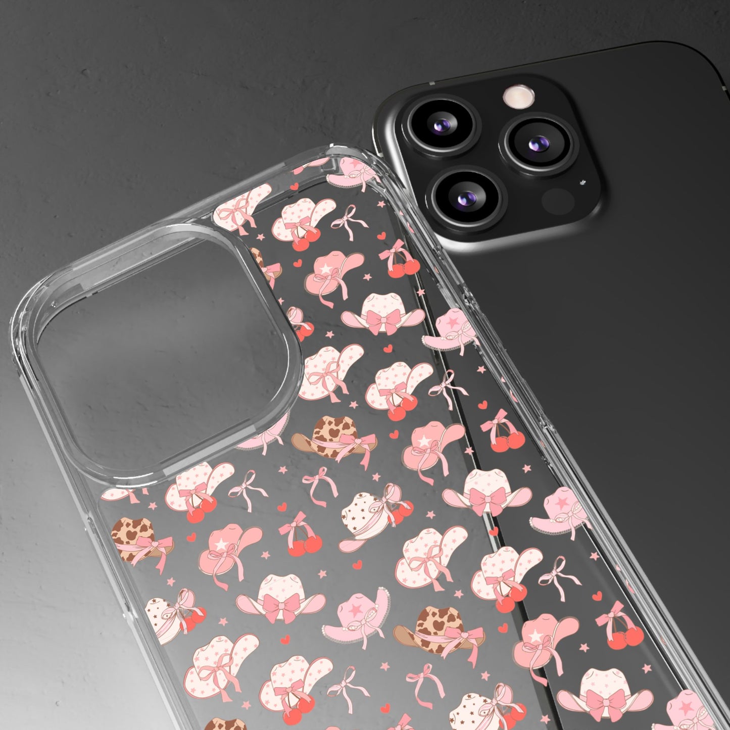 Cute Bow and Hats - Clear Phone Case