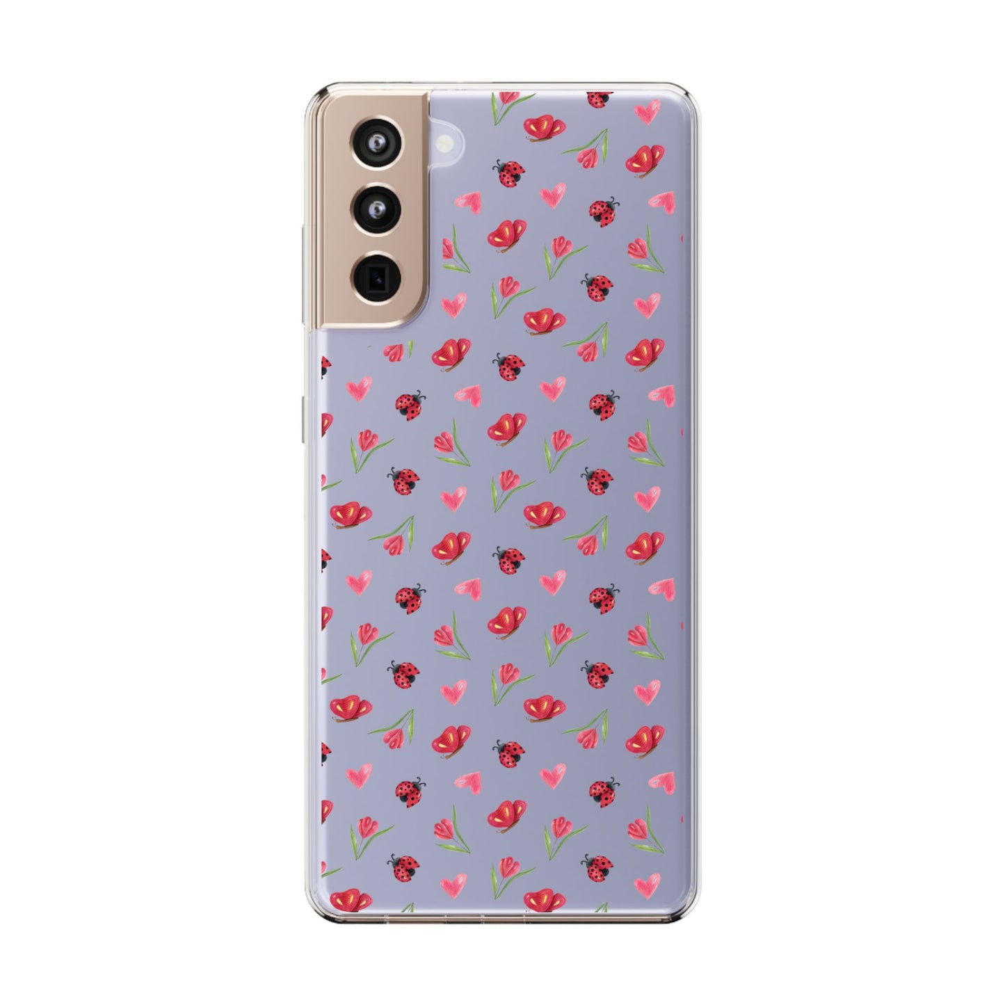 Ladybug and Flowers - Clear Phone Case