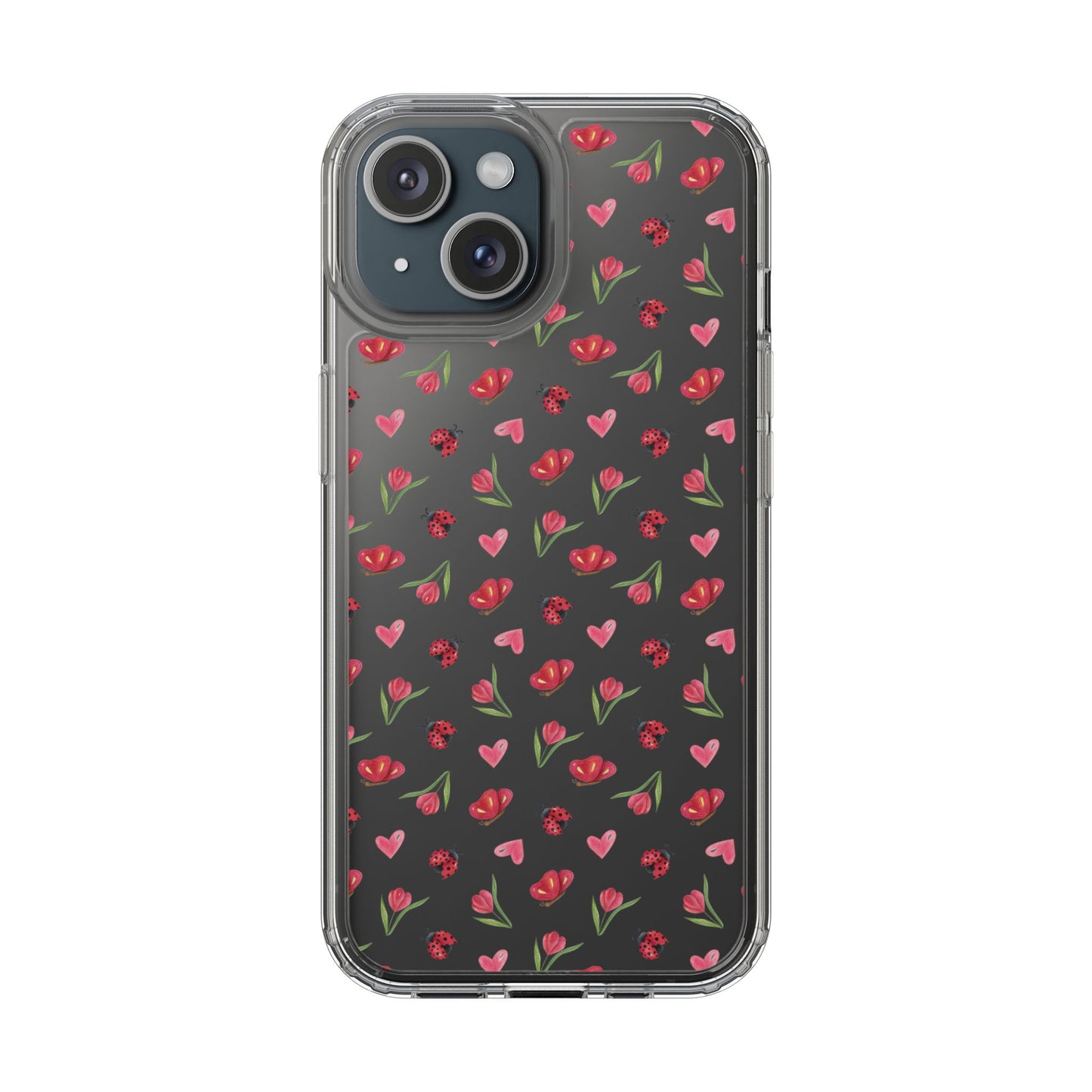 Ladybug and Flowers - Clear Phone Case
