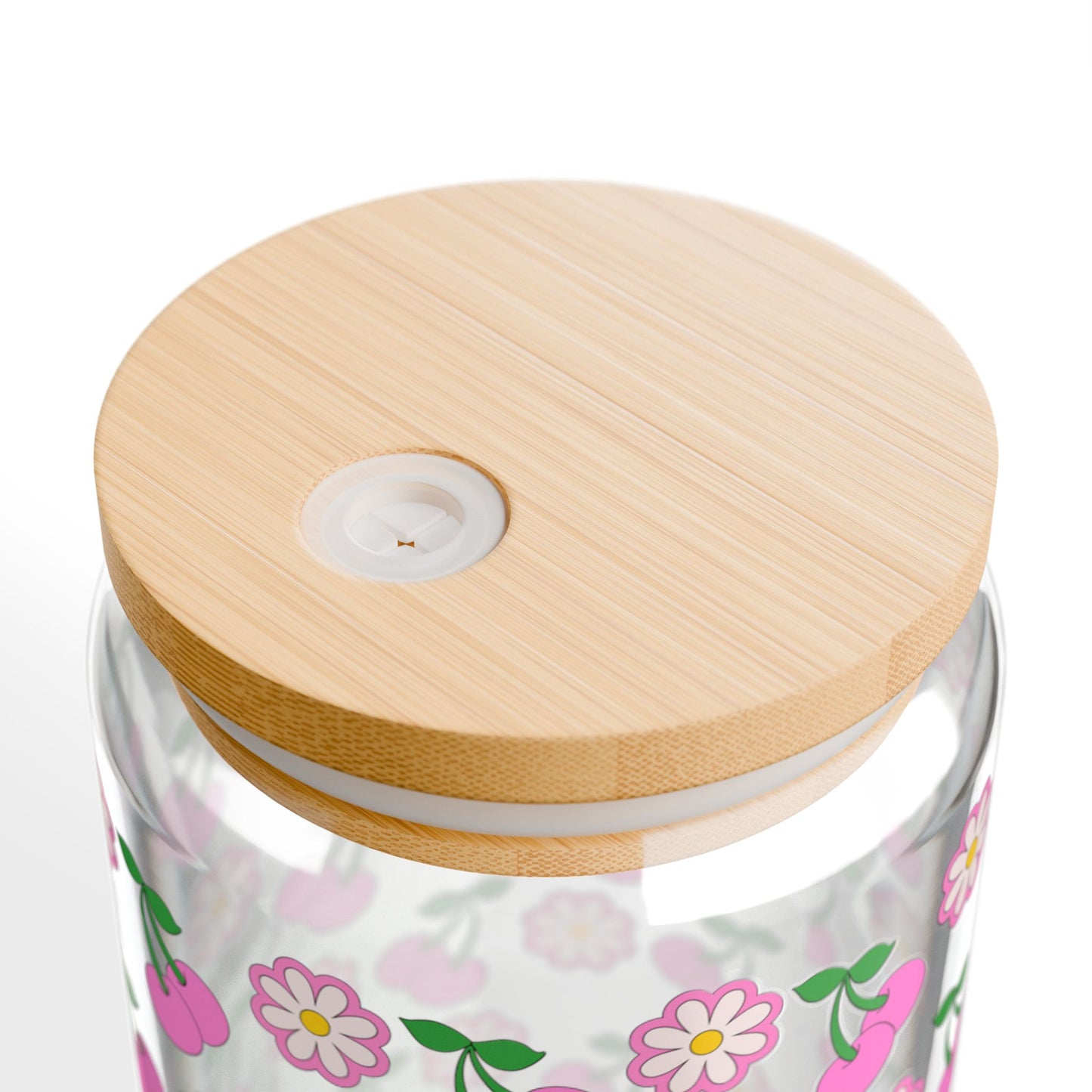 Cherry and Daisies Sipper Glass - 16oz