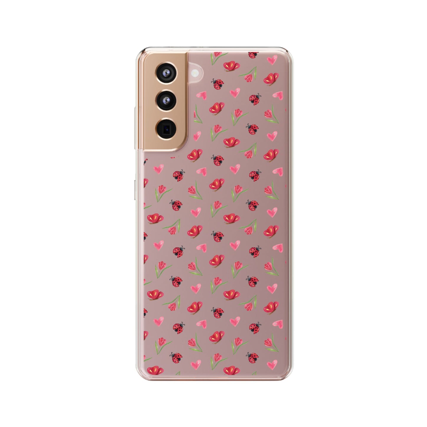 Ladybug and Flowers - Clear Phone Case