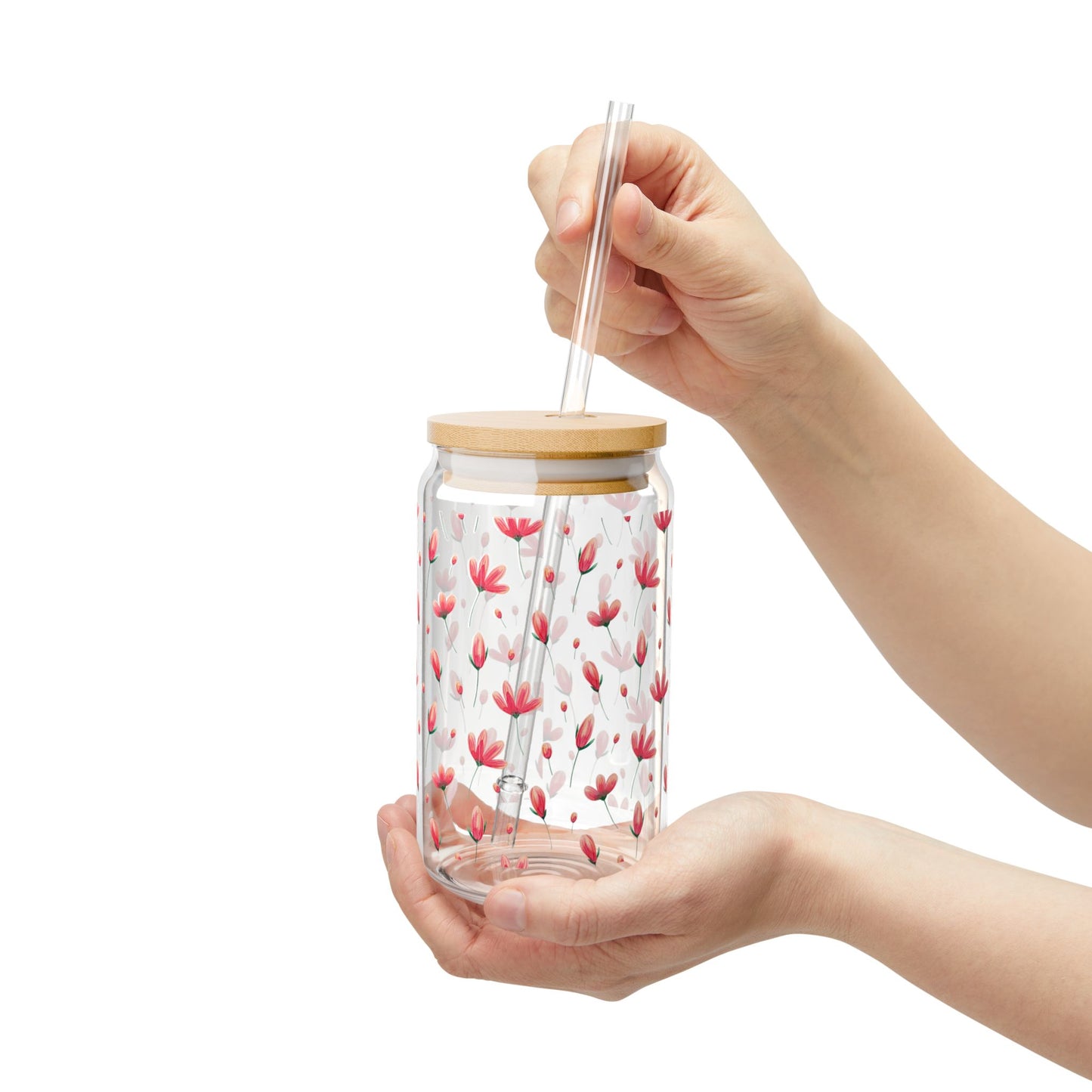 Floral Sipper Glass - 16oz