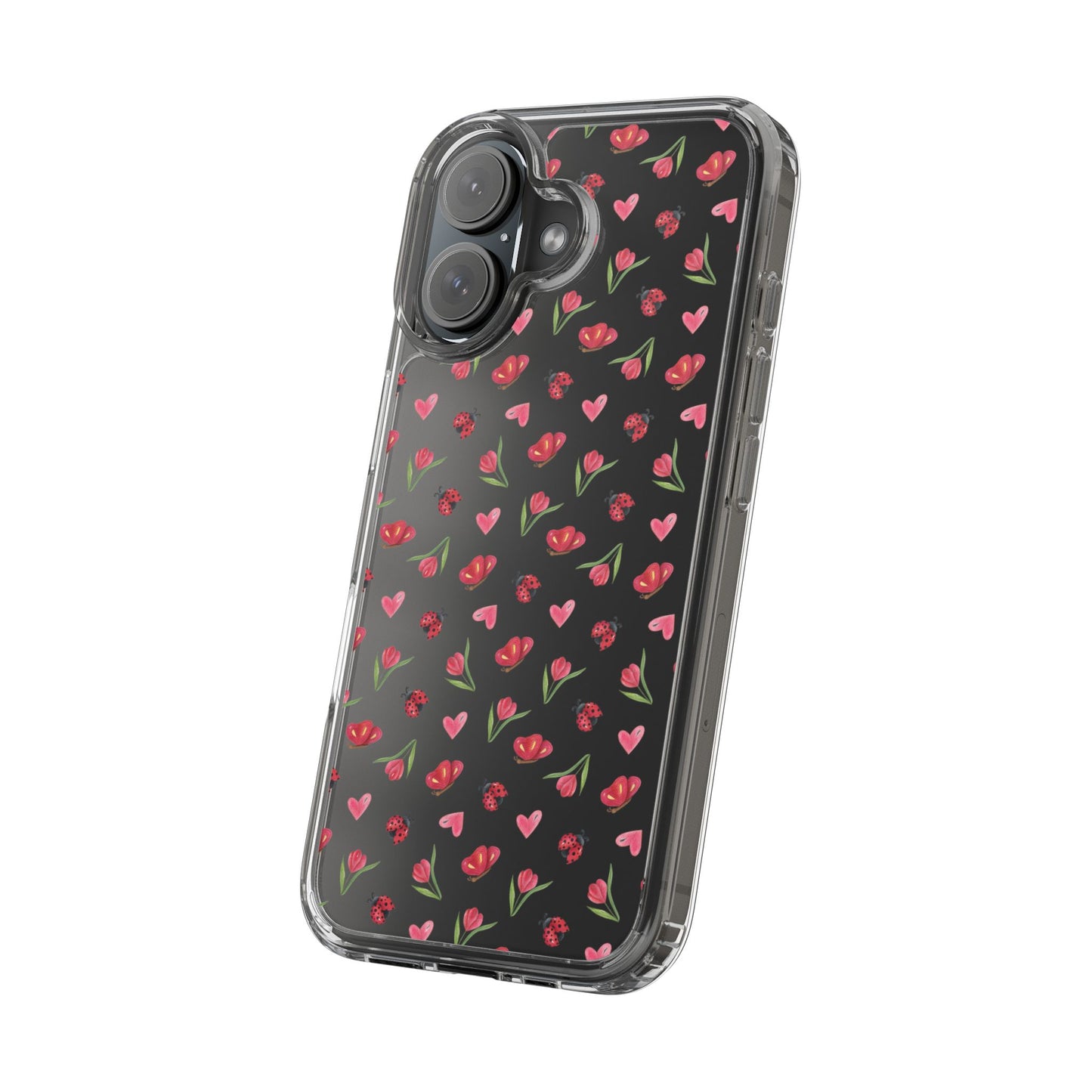 Ladybug and Flowers - Clear Phone Case