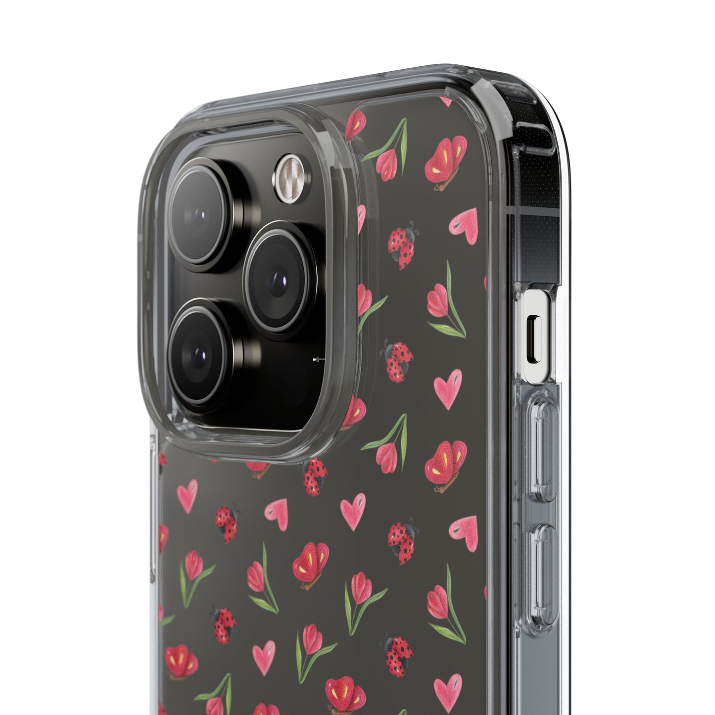Ladybug and Flowers - Clear Phone Case
