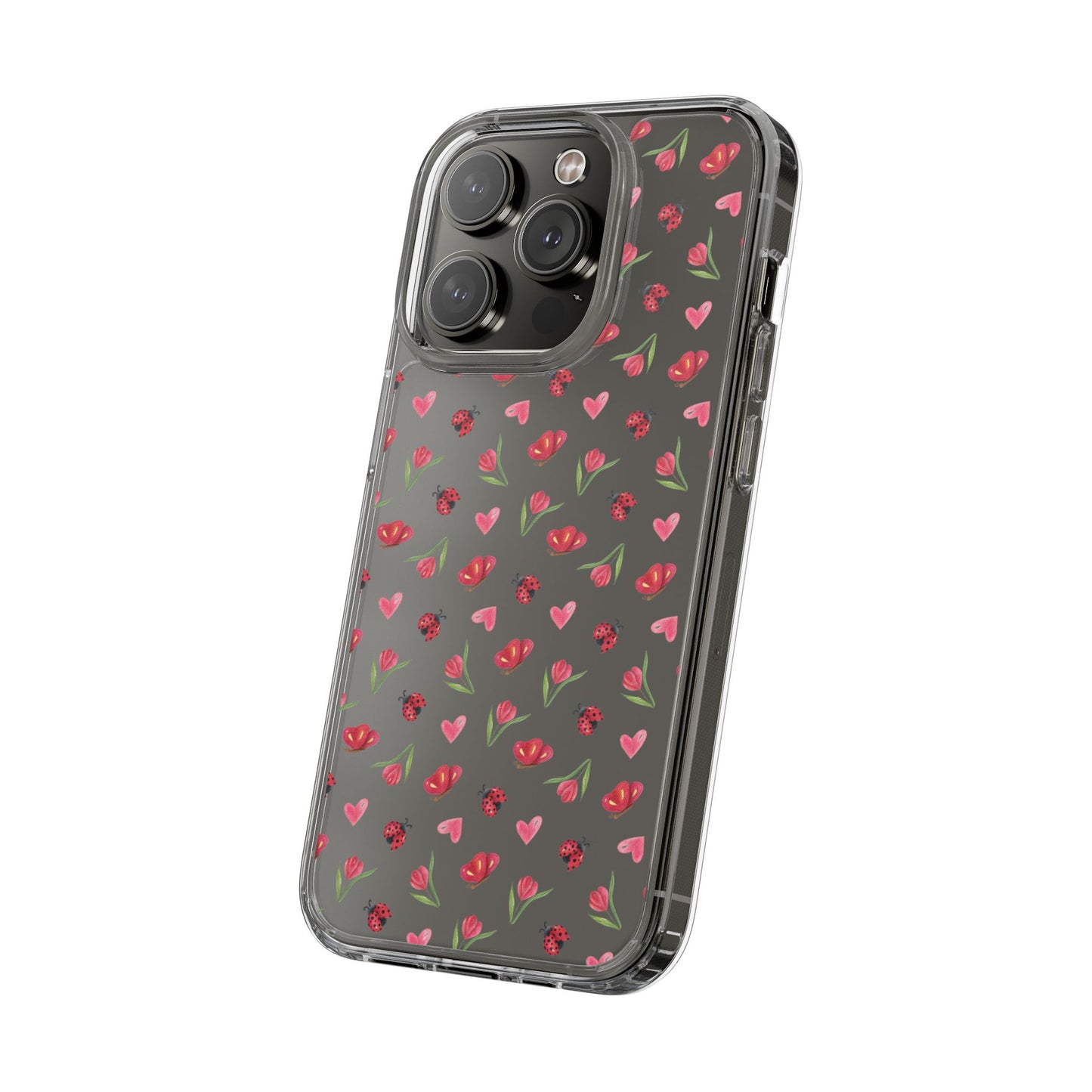 Ladybug and Flowers - Clear Phone Case
