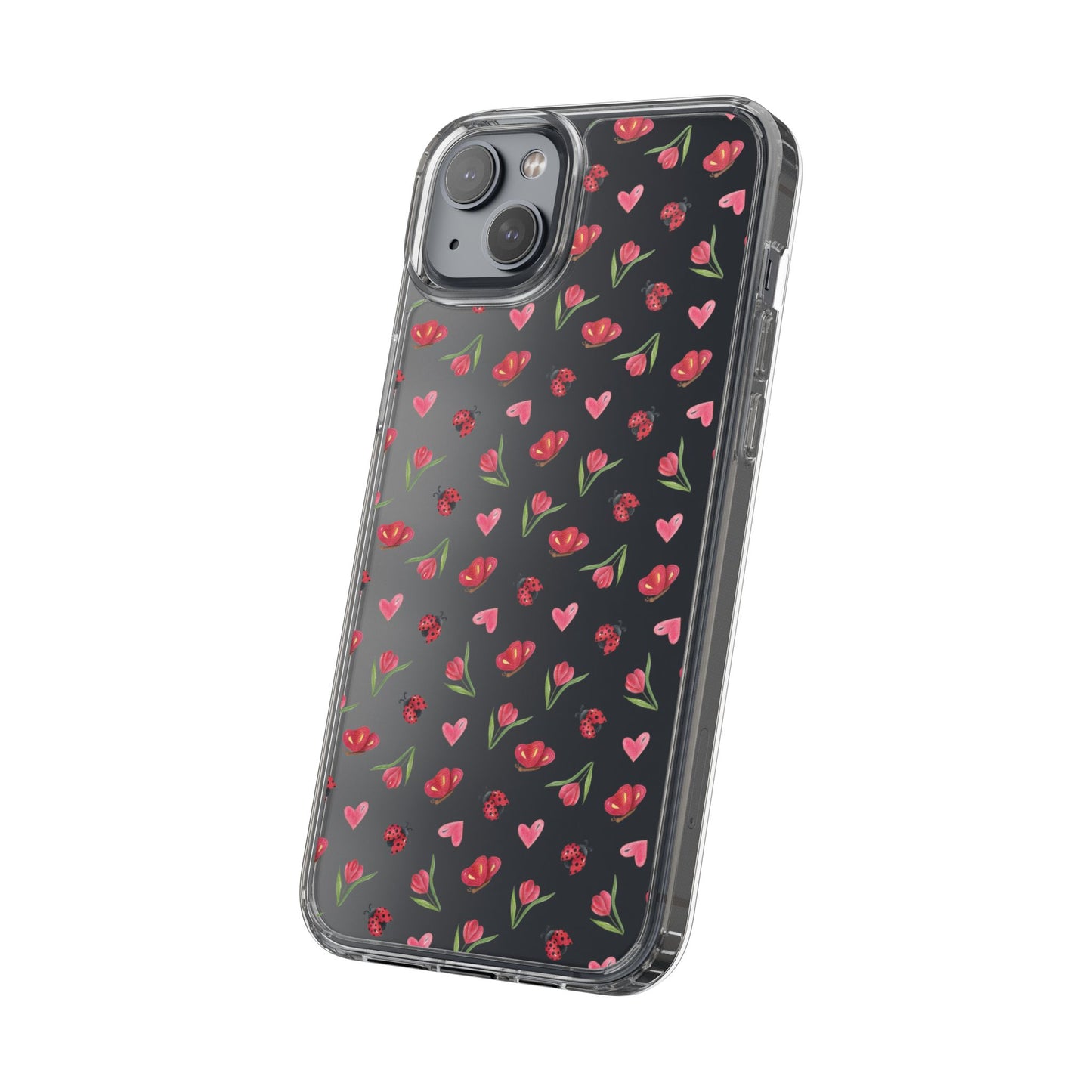 Ladybug and Flowers - Clear Phone Case