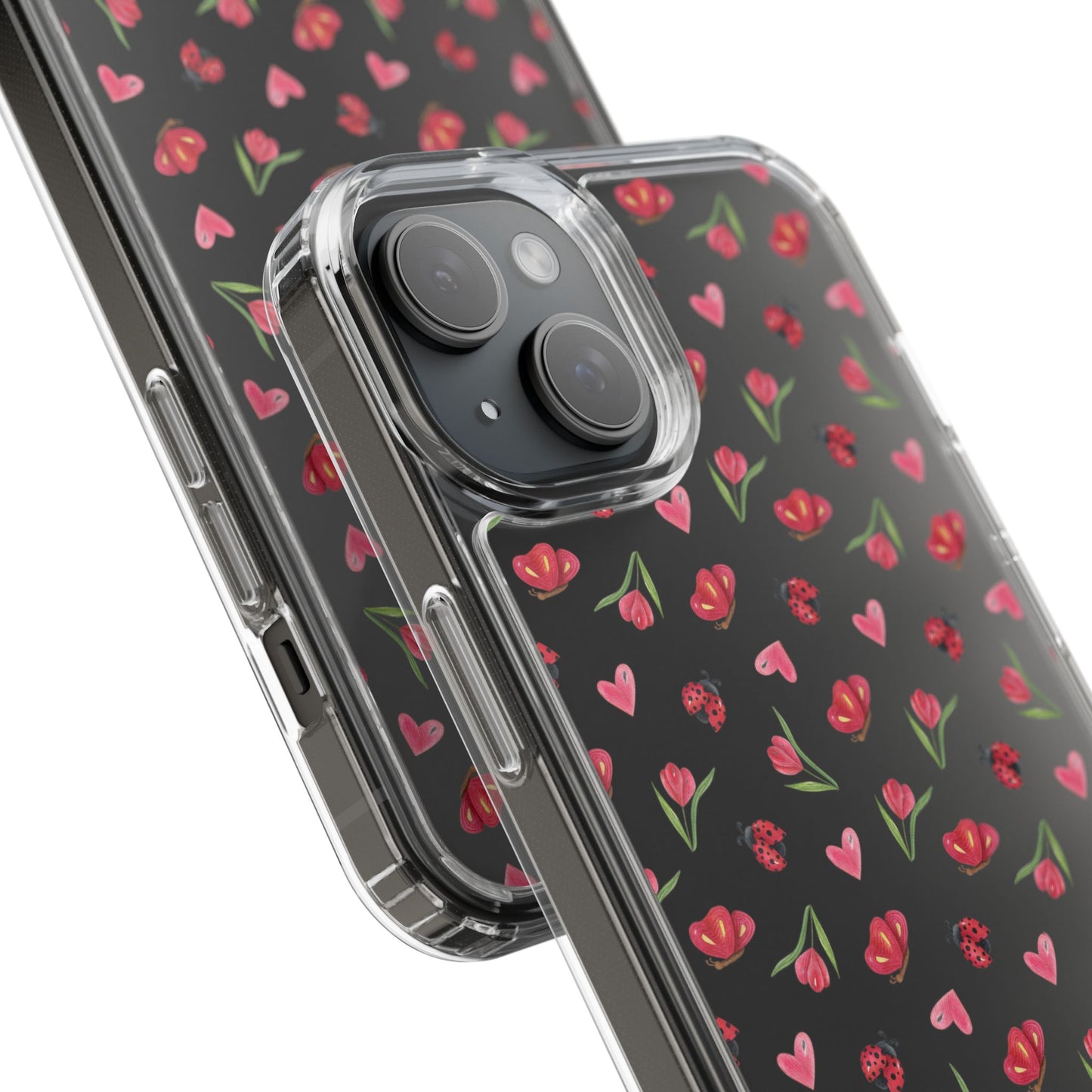 Ladybug and Flowers - Clear Phone Case