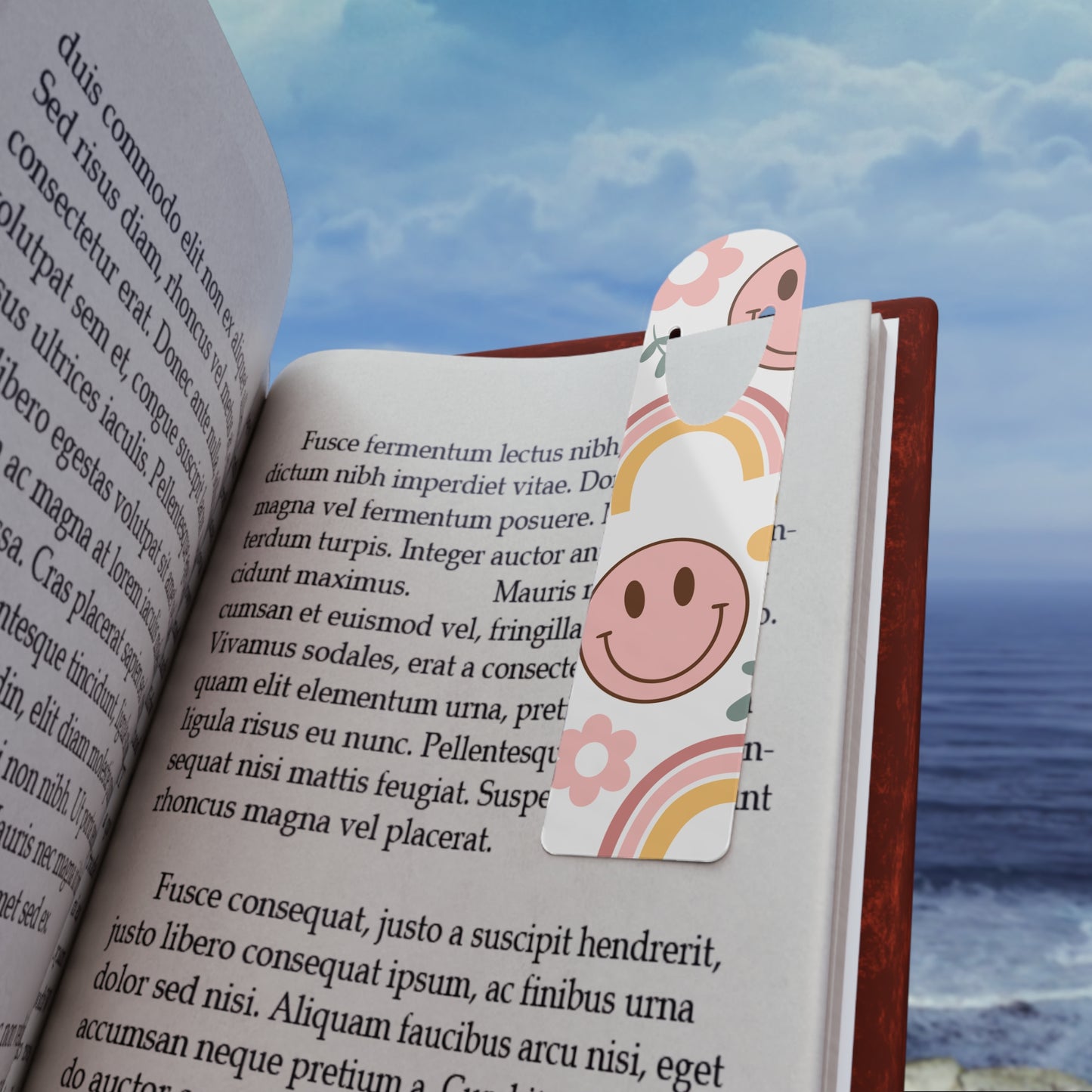 Smiley Floral Metal Bookmark